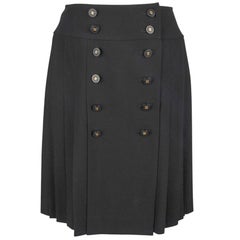 Chanel Vintage Skirt Pleated Double Row CC Buttons 40 / 6