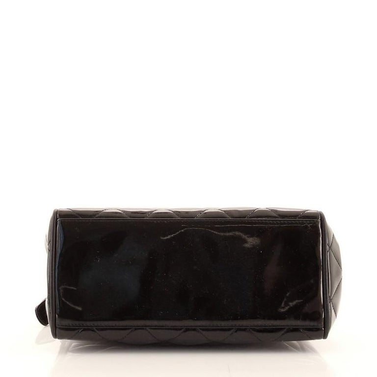 Chanel Vintage Slit Pocket Shoulder Bag Quilted Patent Small