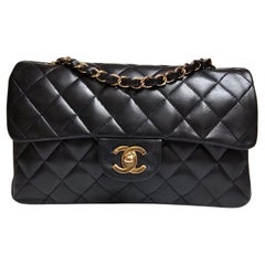 Chanel Vintage Small Black Lambskin Quilted Flap Bag
