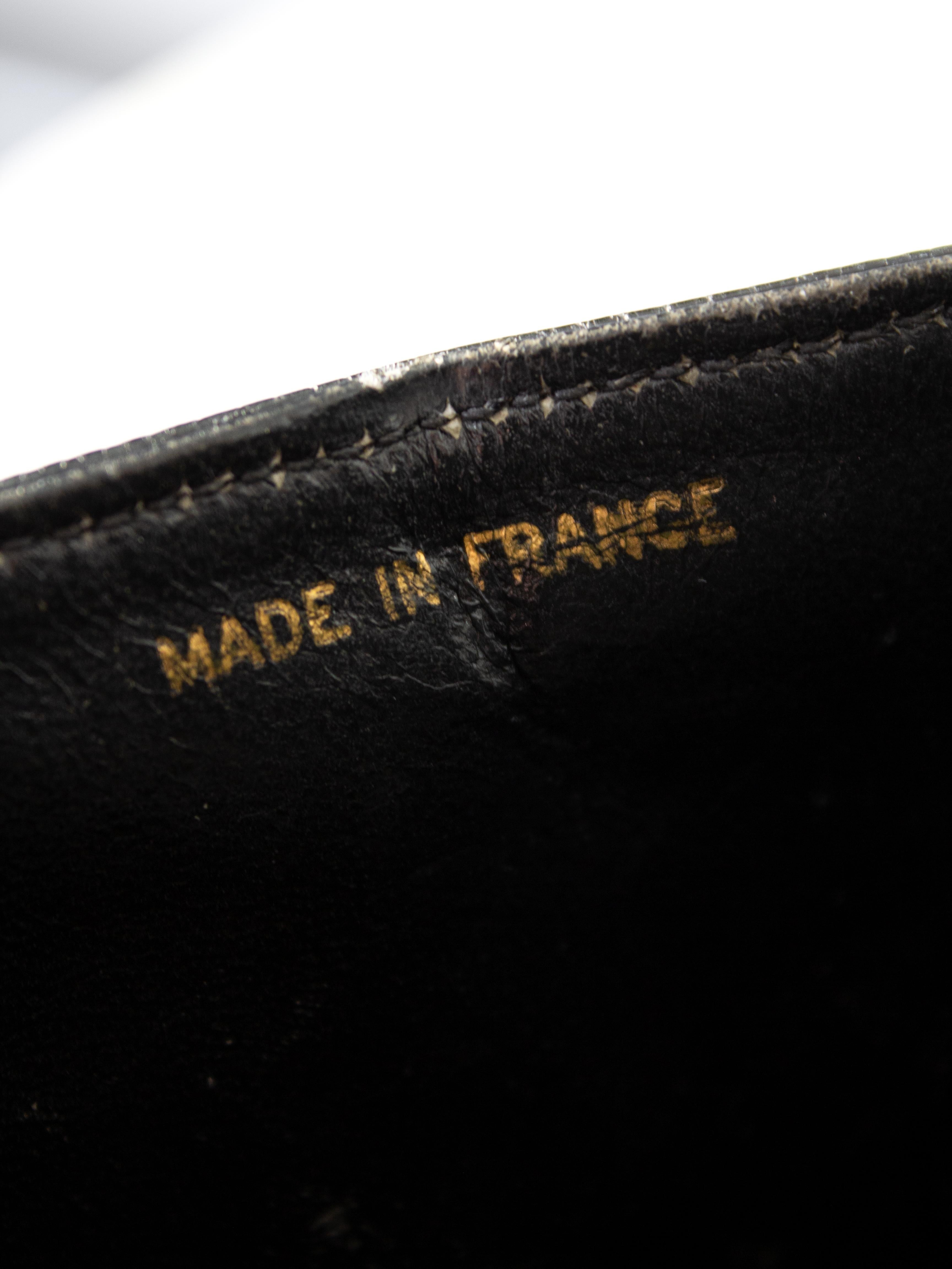 Chanel Vintage Small Classic Flap Exotic Lizard Leather 24K Gold CC Black Bag en vente 14