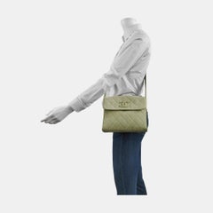 Chanel Vintage Small Flap Crossbody Bag Green Suede Leather, 1991-1994
