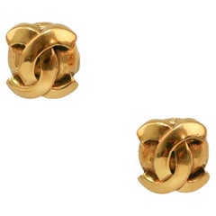 CHANEL Vintage Small Gilded CC Clip-On Earrings