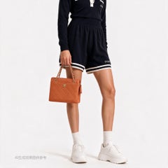 Chanel Vintage Small Matelasse Orange Caviar Leather Top Handle Bag