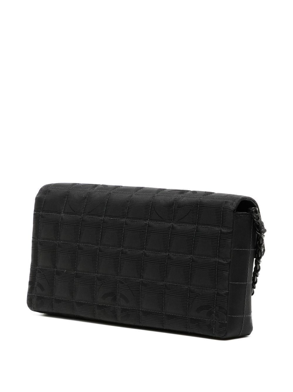 Chanel 2002 Vintage So Black Long Medium Shoulder Convertible Clutch Flap Bag For Sale 9