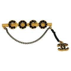 Chanel Vintage Spelling C O C O Black Crystal Brooch
