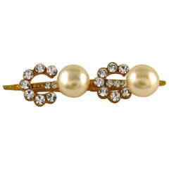 Chanel Vintage Spelling C O C O Pearl and Crystal Brooch