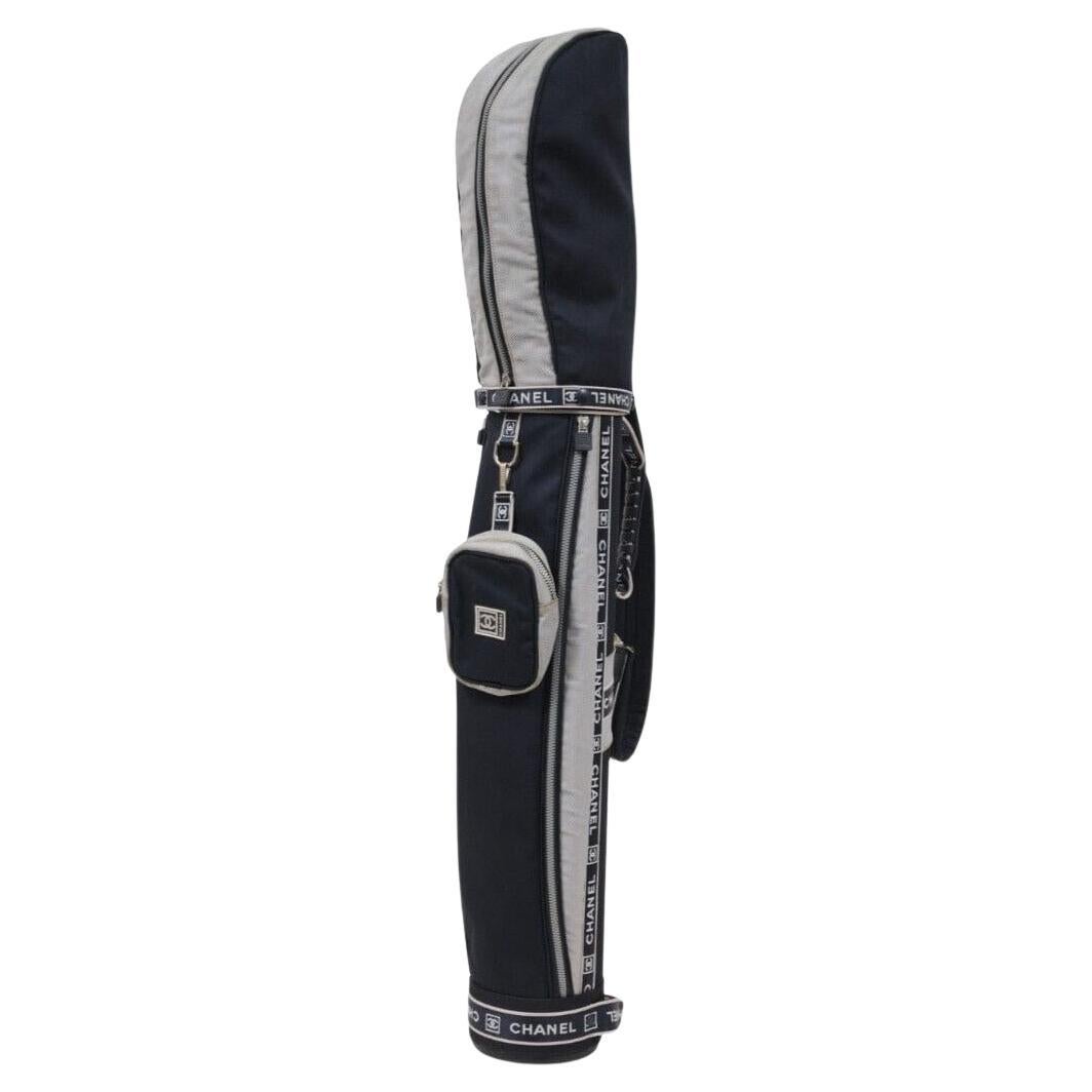 Chanel Vintage Sport Golf Bag Navy Blue White CC Logo Cross Body Travel Pouch
