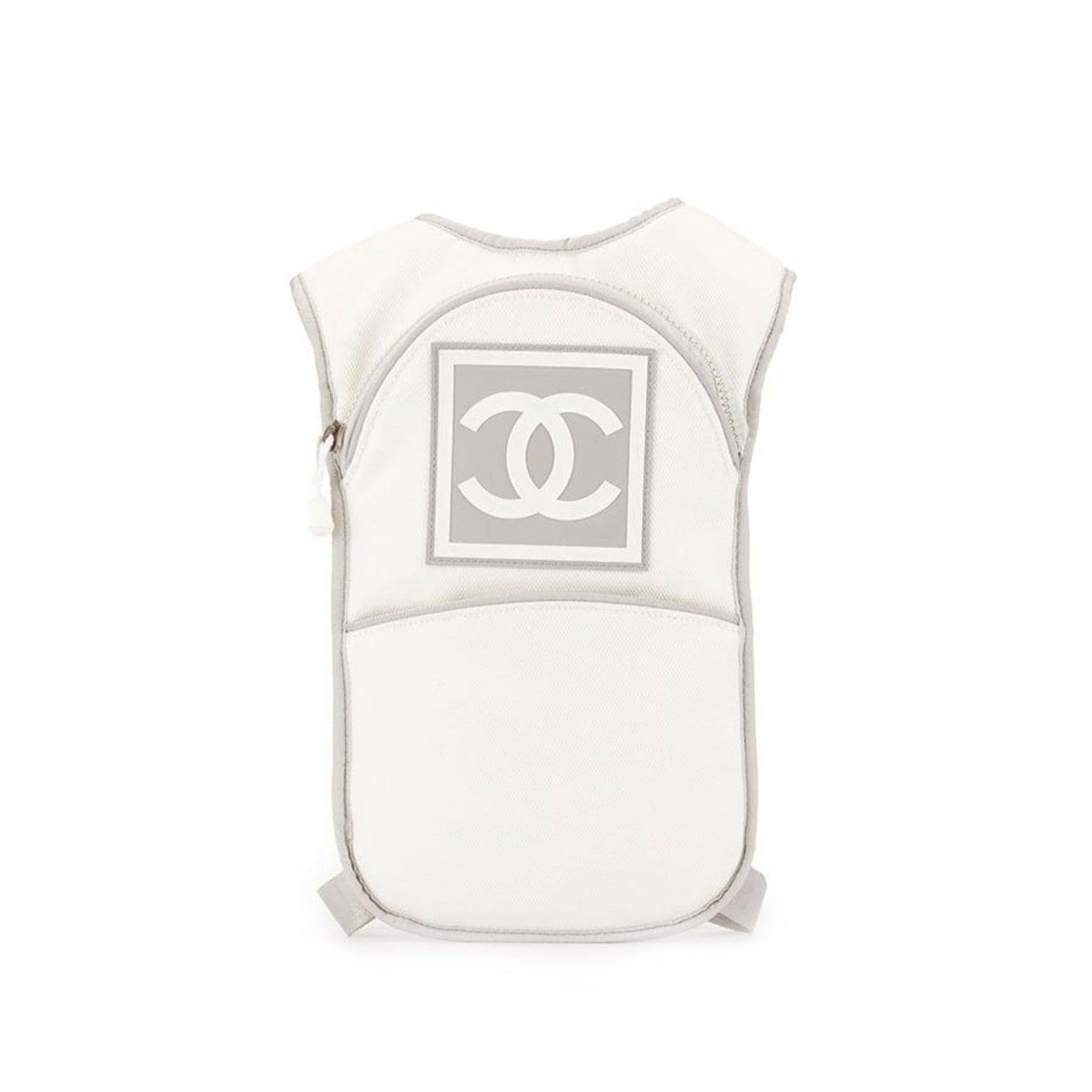 Chanel 2003 Vintage Sport Seltener weißer und grauer Nylon-Rucksack im Vintage-Stil im Angebot 1