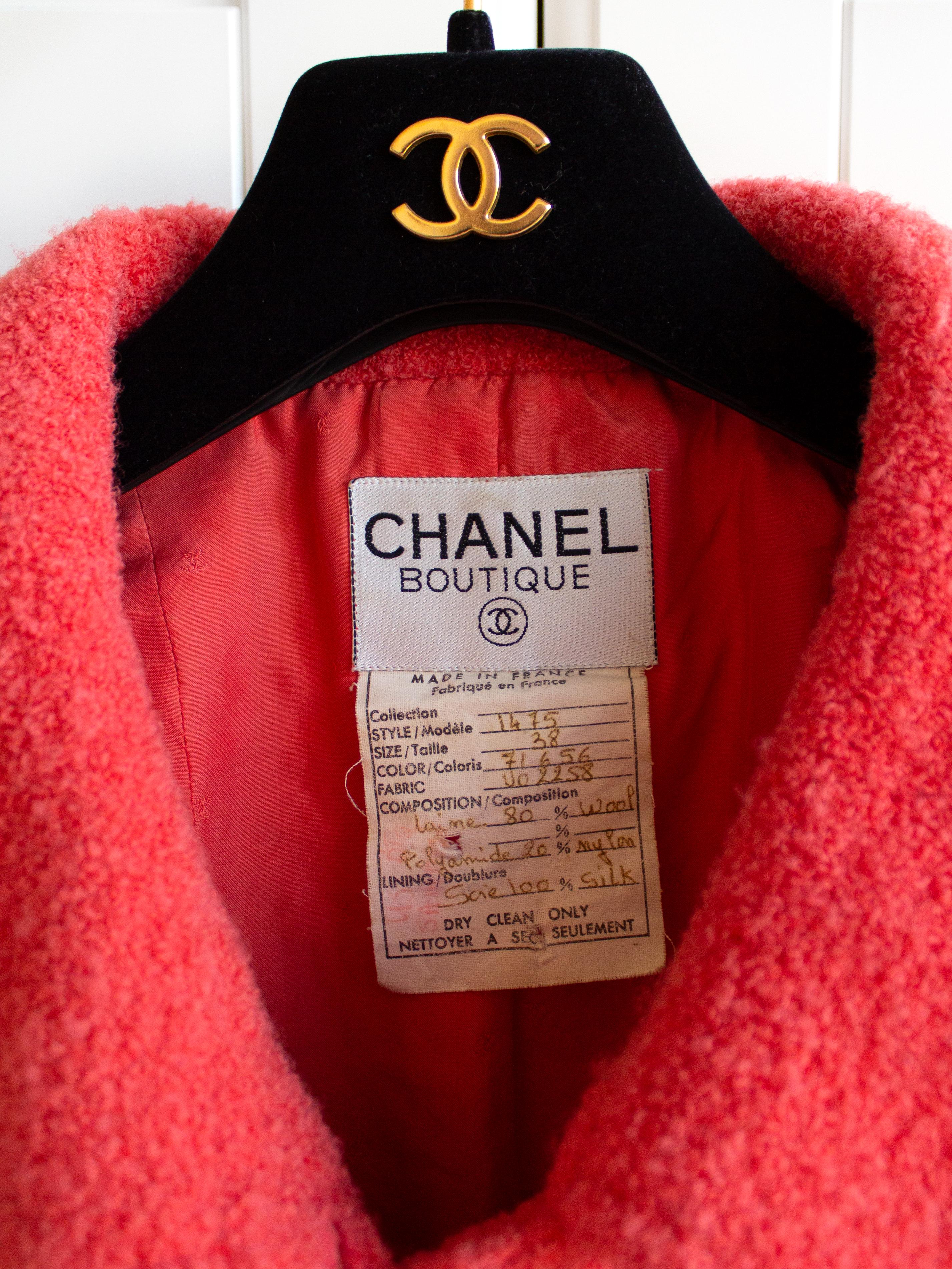  Chanel Vintage Spring 1993 Coral Red Tweed Cropped Jacket Corset Top 93P Set 9