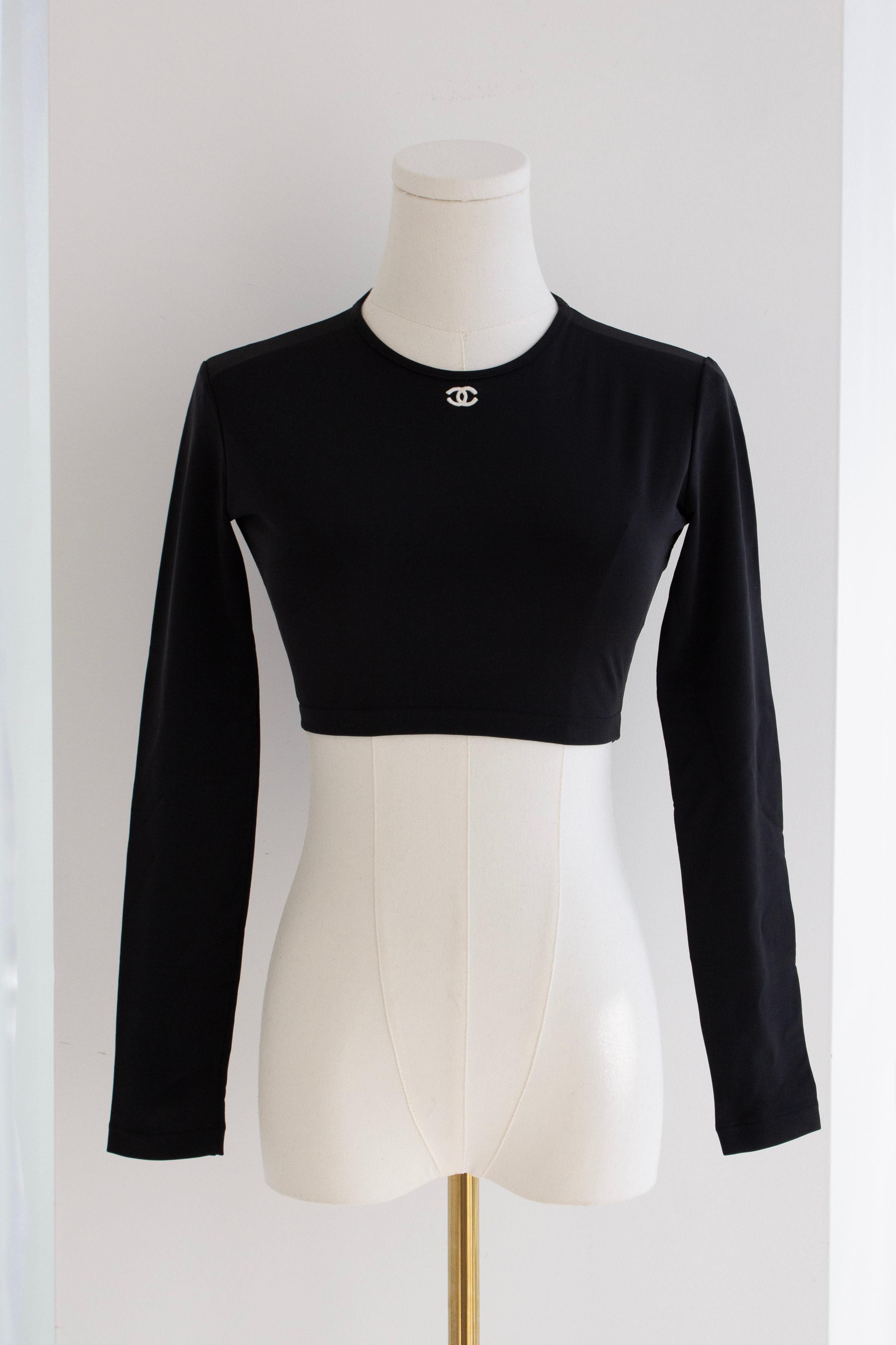 Chanel Vintage Spring 1995 “95P” Black and White CC Logo Crop Top