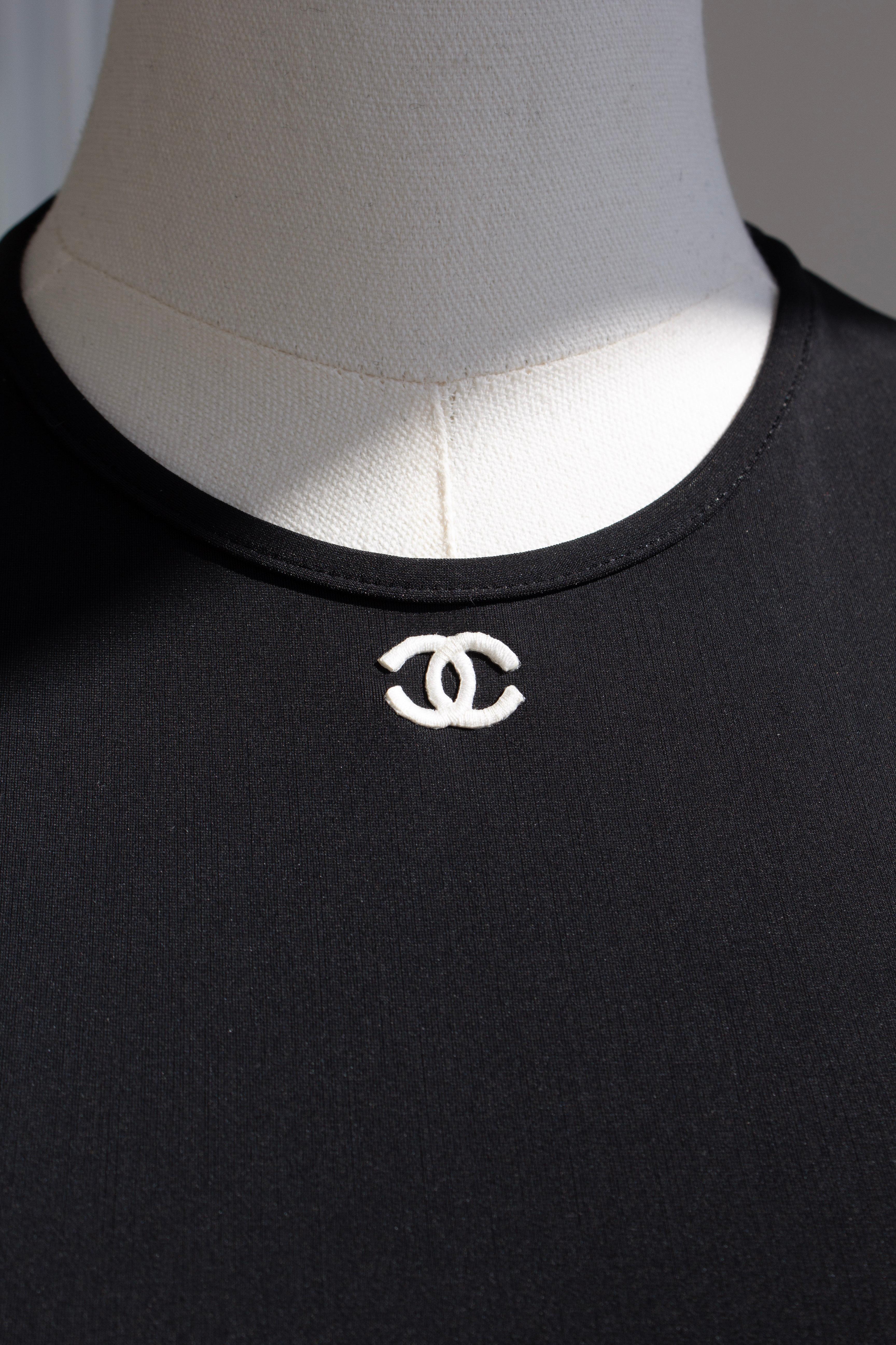 Chanel Vintage Spring 1995 “95P” Black and White CC Logo Crop Top