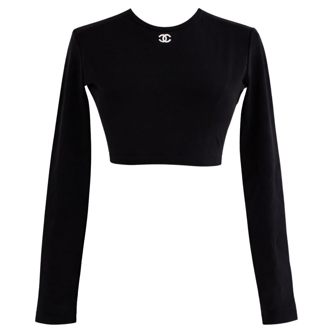 CHANEL - シャネルCHANEL 95Pヴィンテージ チビT Chanel Vintage Spring 1995 “95P” Black and White CC Logo Crop Top