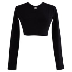 Chanel Vintage Spring 1995 “95P” Black & White CC Logo Crop Top