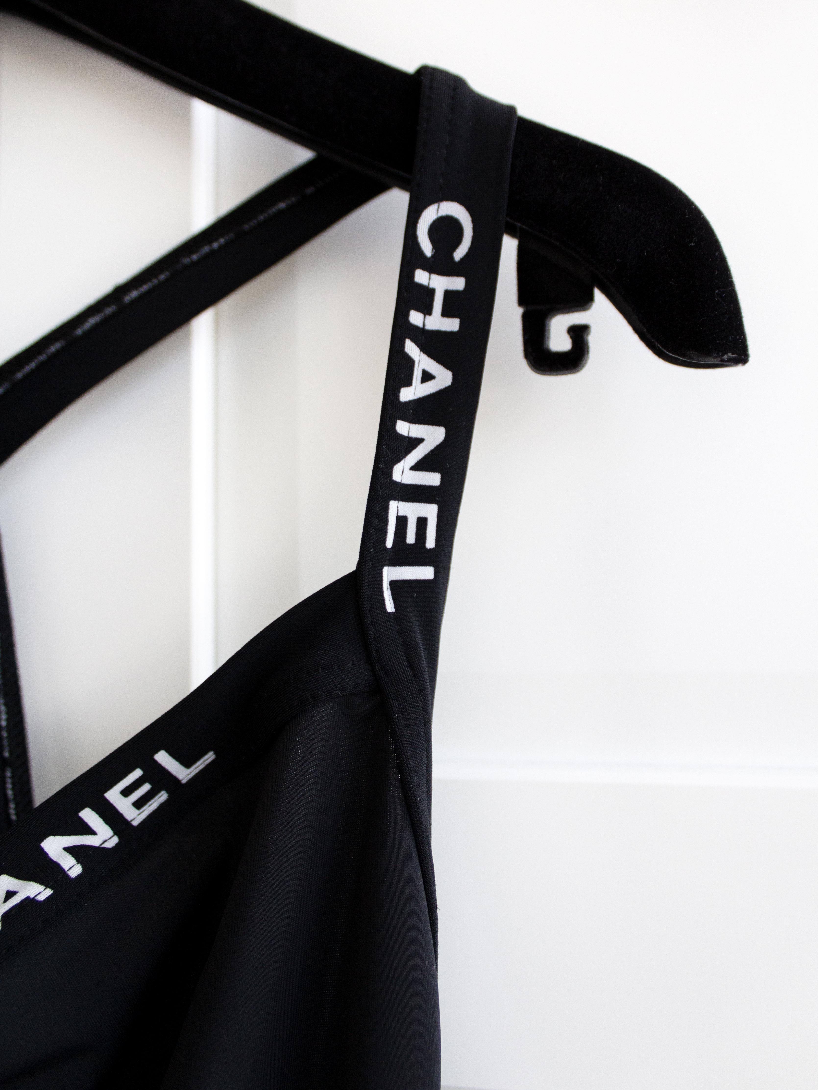 Chanel Vintage Spring 1995 Black White CC Logo Onepiece 95P Swimsuit 4