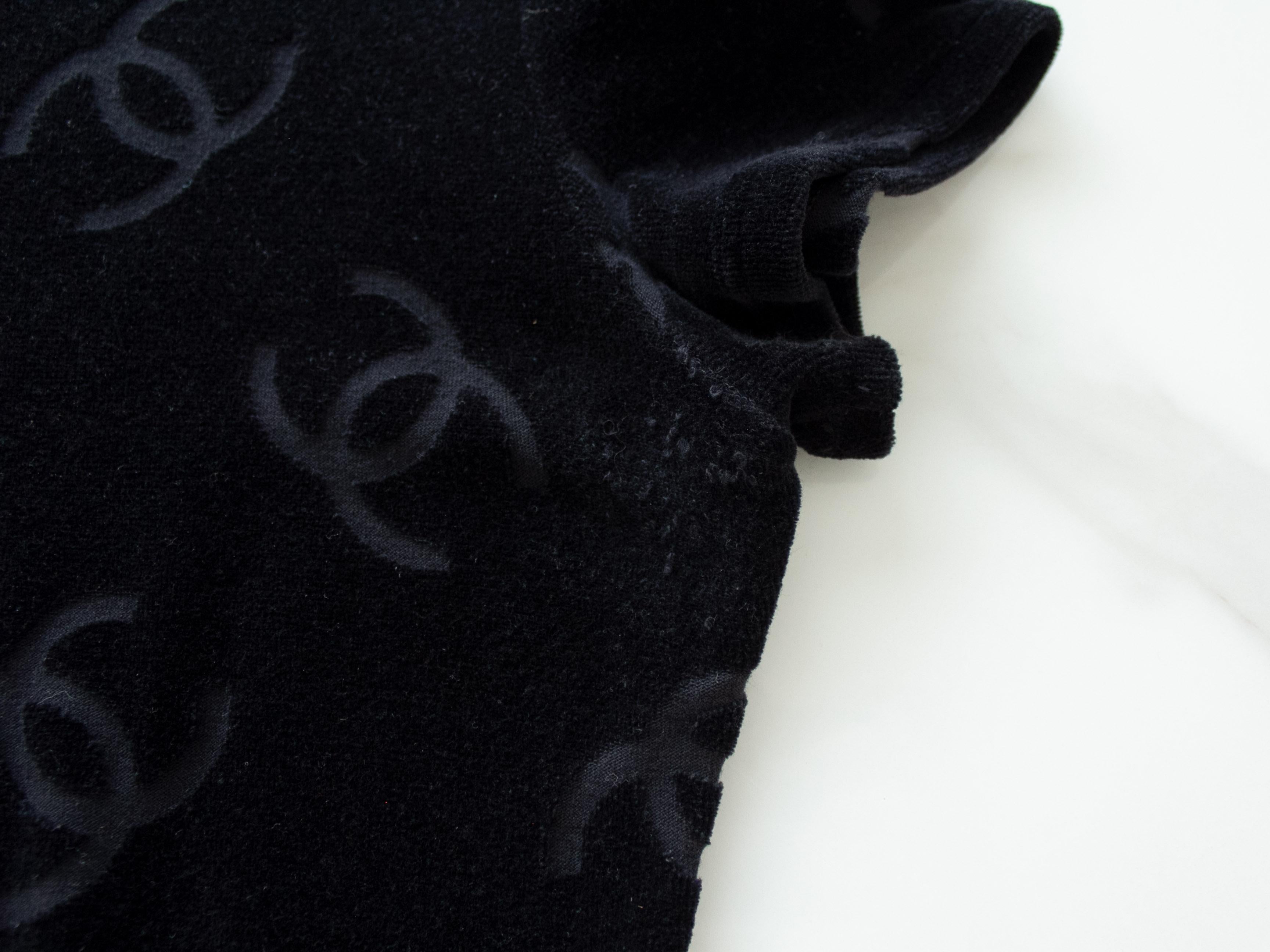 Chanel Vintage Spring 1996 Black CC Logo Velour Mini LBD 96P Dress 6