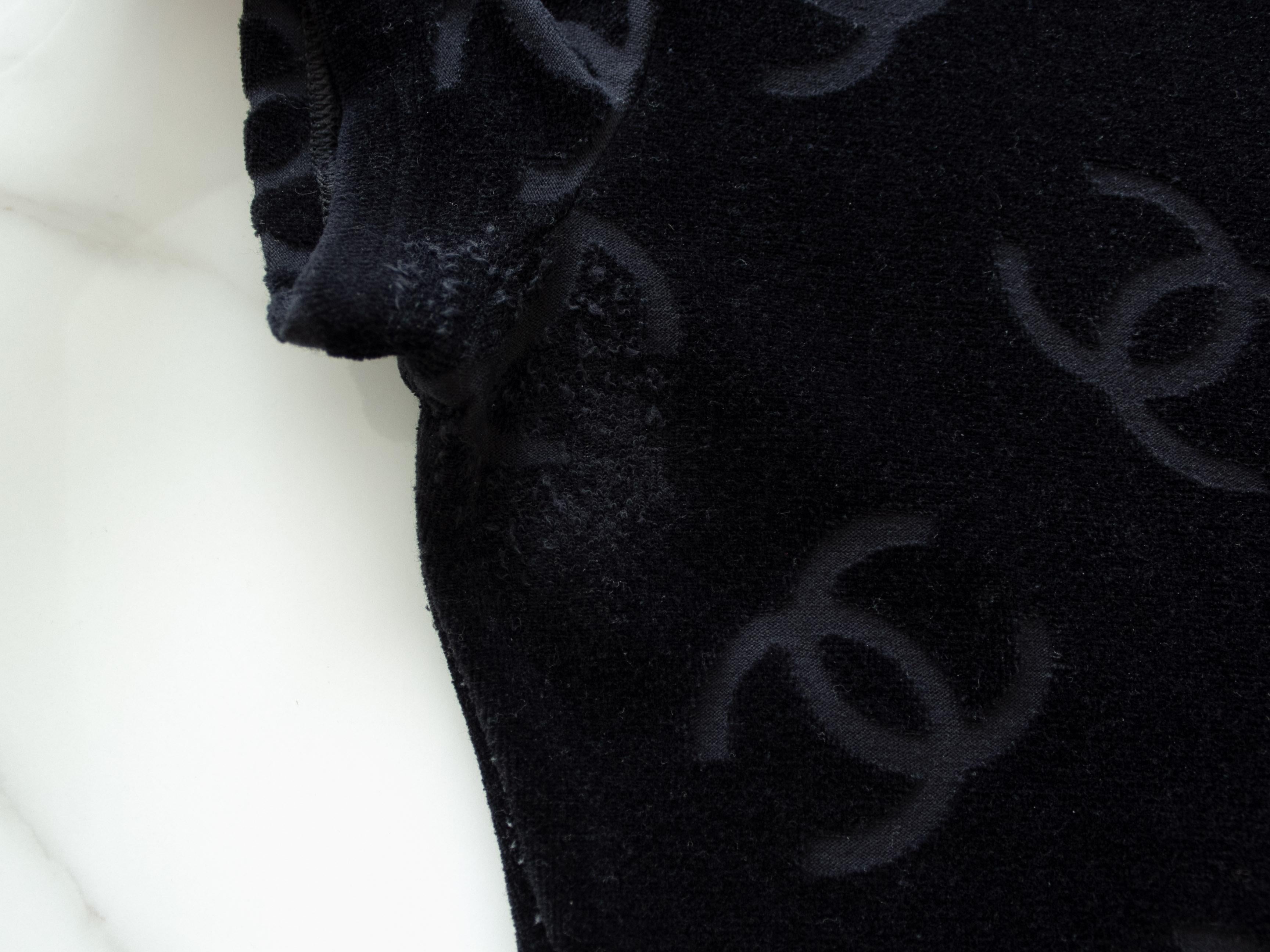 Chanel Vintage Spring 1996 Black CC Logo Velour Mini LBD 96P Dress 7
