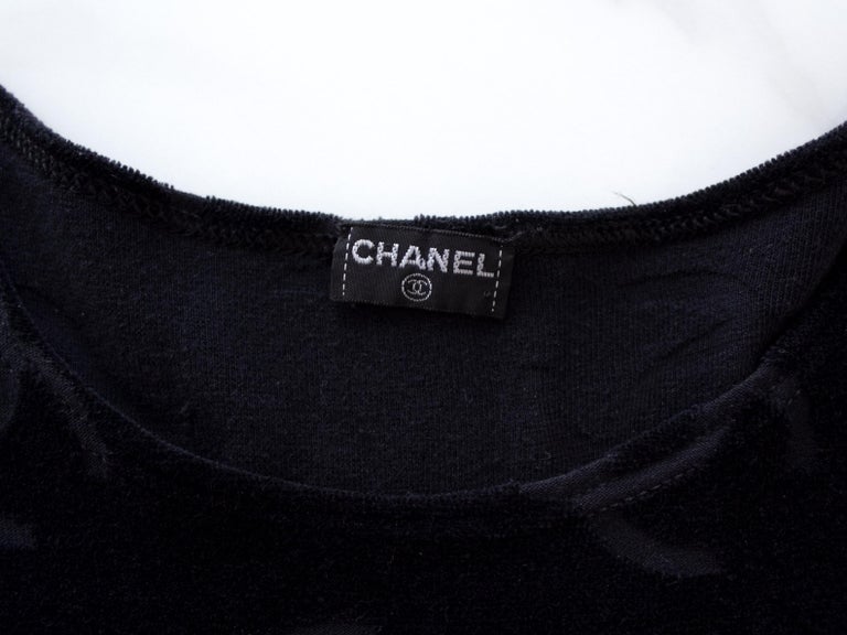 Chanel Vintage Spring 1996 Black CC Logo Velour Mini LBD 96P Dress For Sale 3
