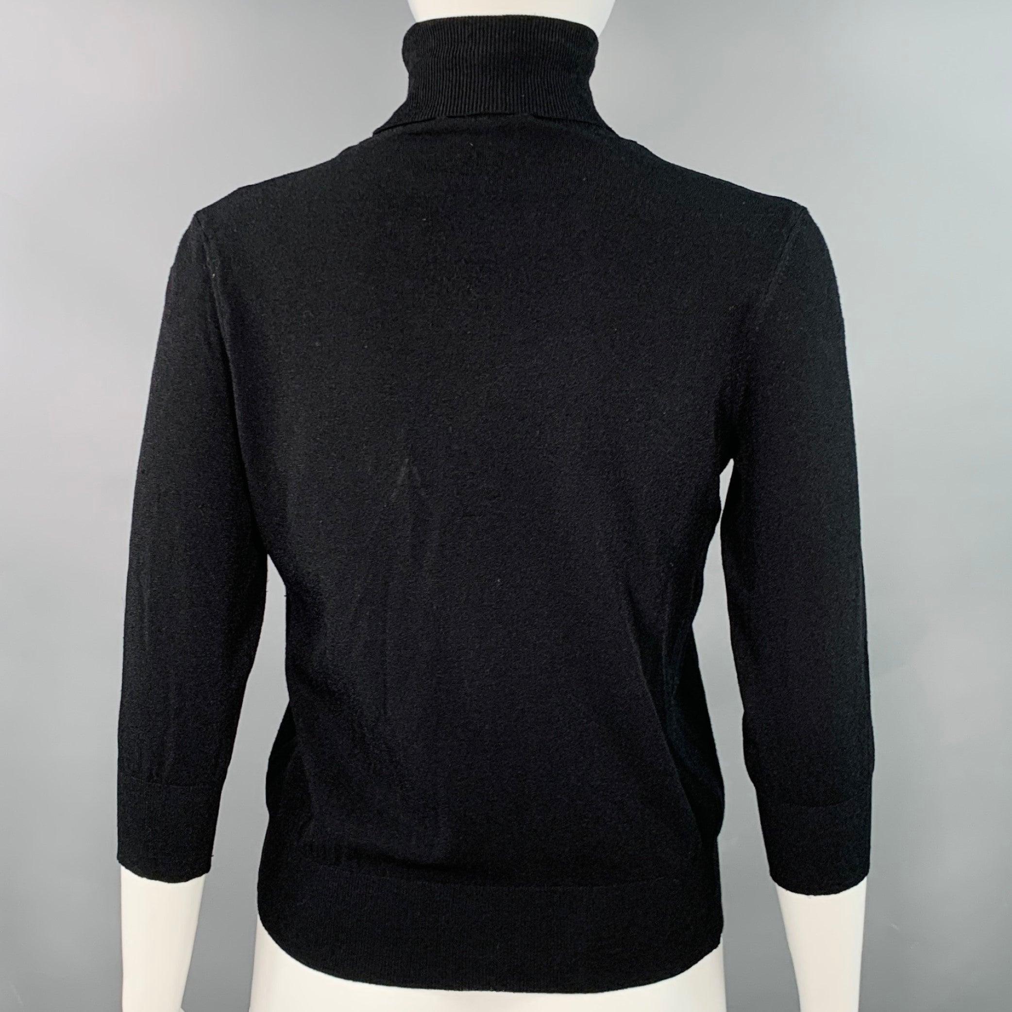 CHANEL Vintage Frühjahr 2003 Größe 8 Schwarz Seidenmischung Jersey Logo Rollkragen lässig Top im Zustand „Gut“ im Angebot in San Francisco, CA