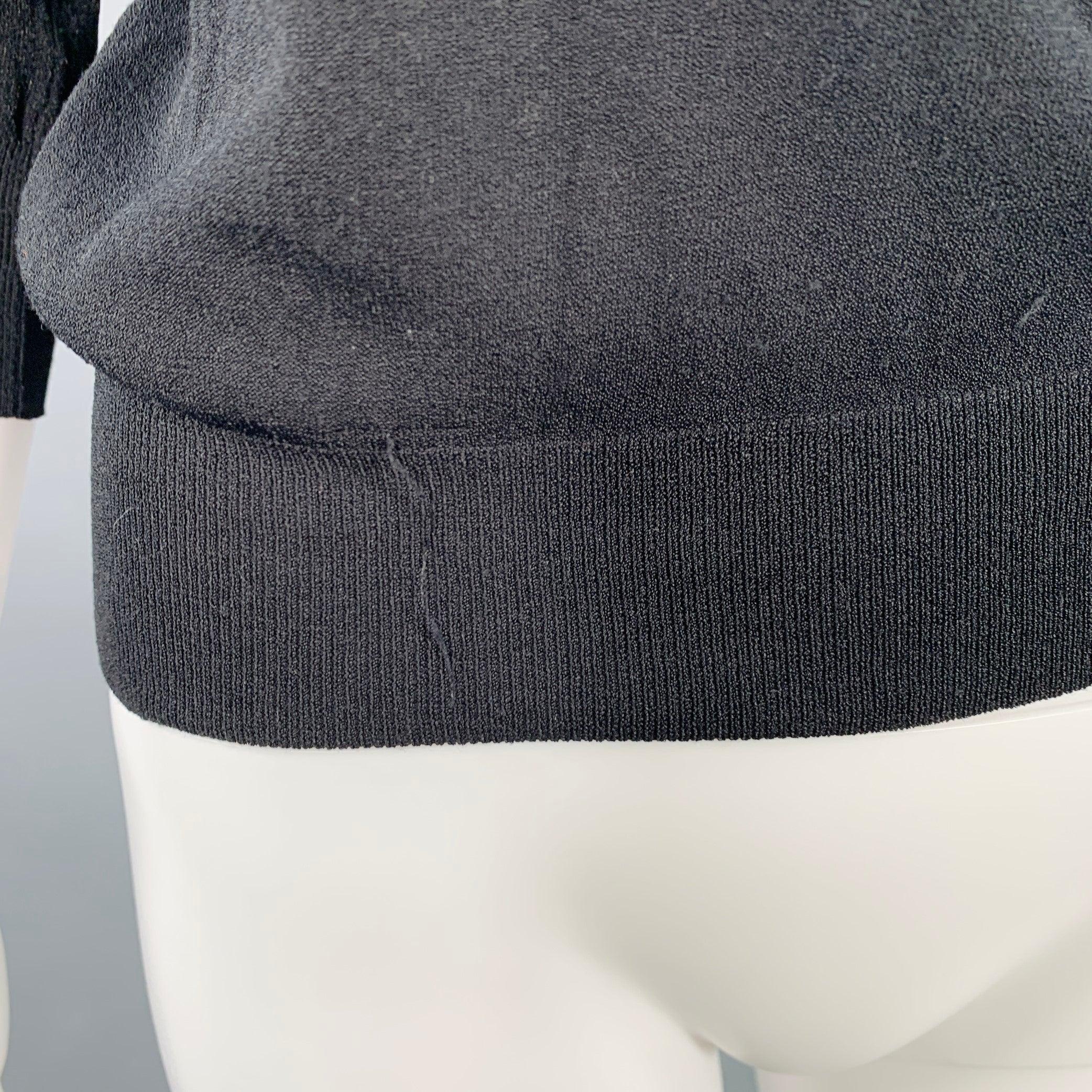 CHANEL Vintage Frühjahr 2003 Größe 8 Schwarz Seidenmischung Jersey Logo Rollkragen lässig Top im Angebot 2