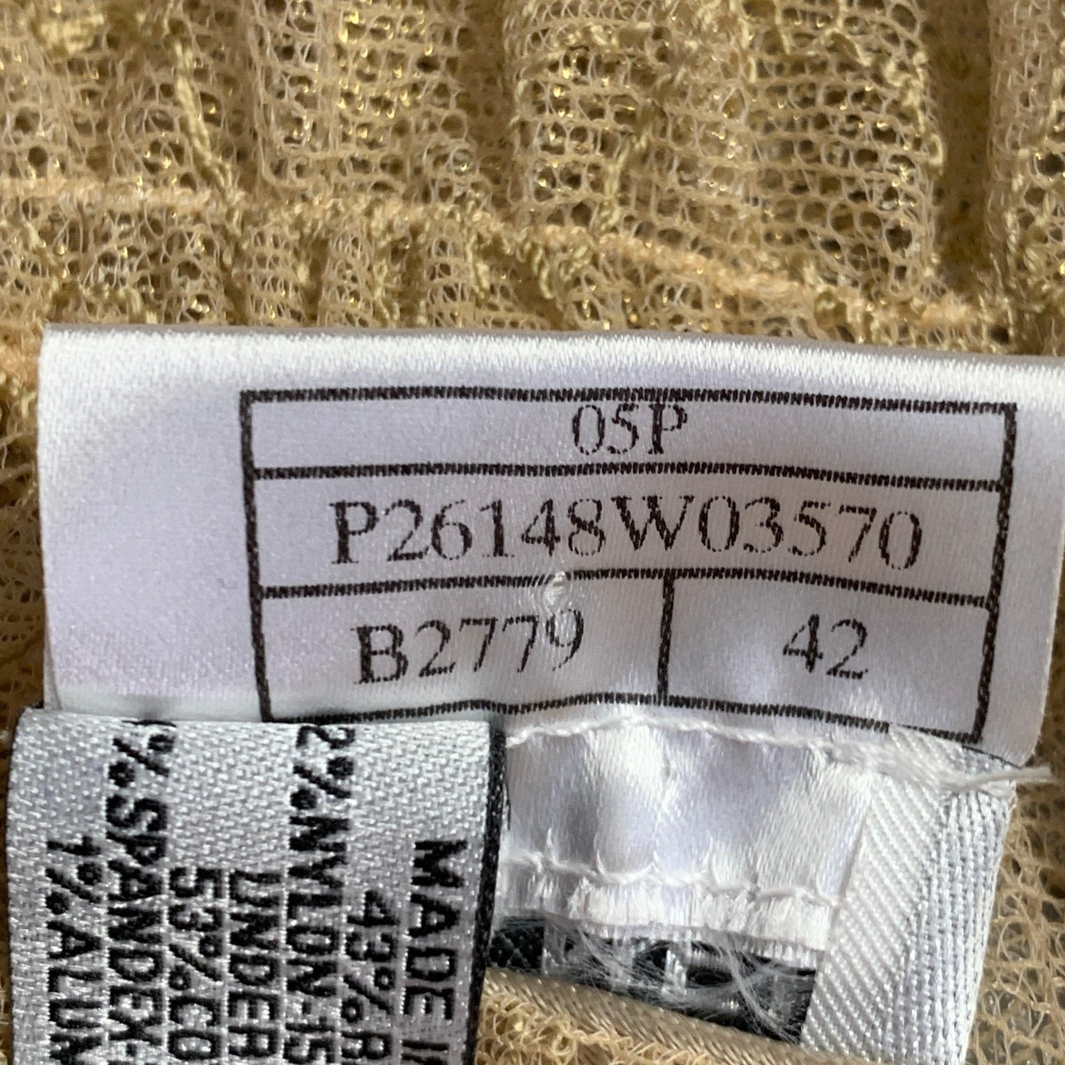 CHANEL Vintage Spring 2005 Size 10 Tan Rayon Blend See Through Lace Sleeveless Dress Top For Sale 2