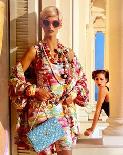 Chanel Vintage Spring/Summer 1991 Pink Multicolor Watercolor Print Jumpsuit
