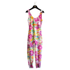 Chanel Vintage Spring/Summer 1991 Pink Multicolor Watercolor Print Jumpsuit