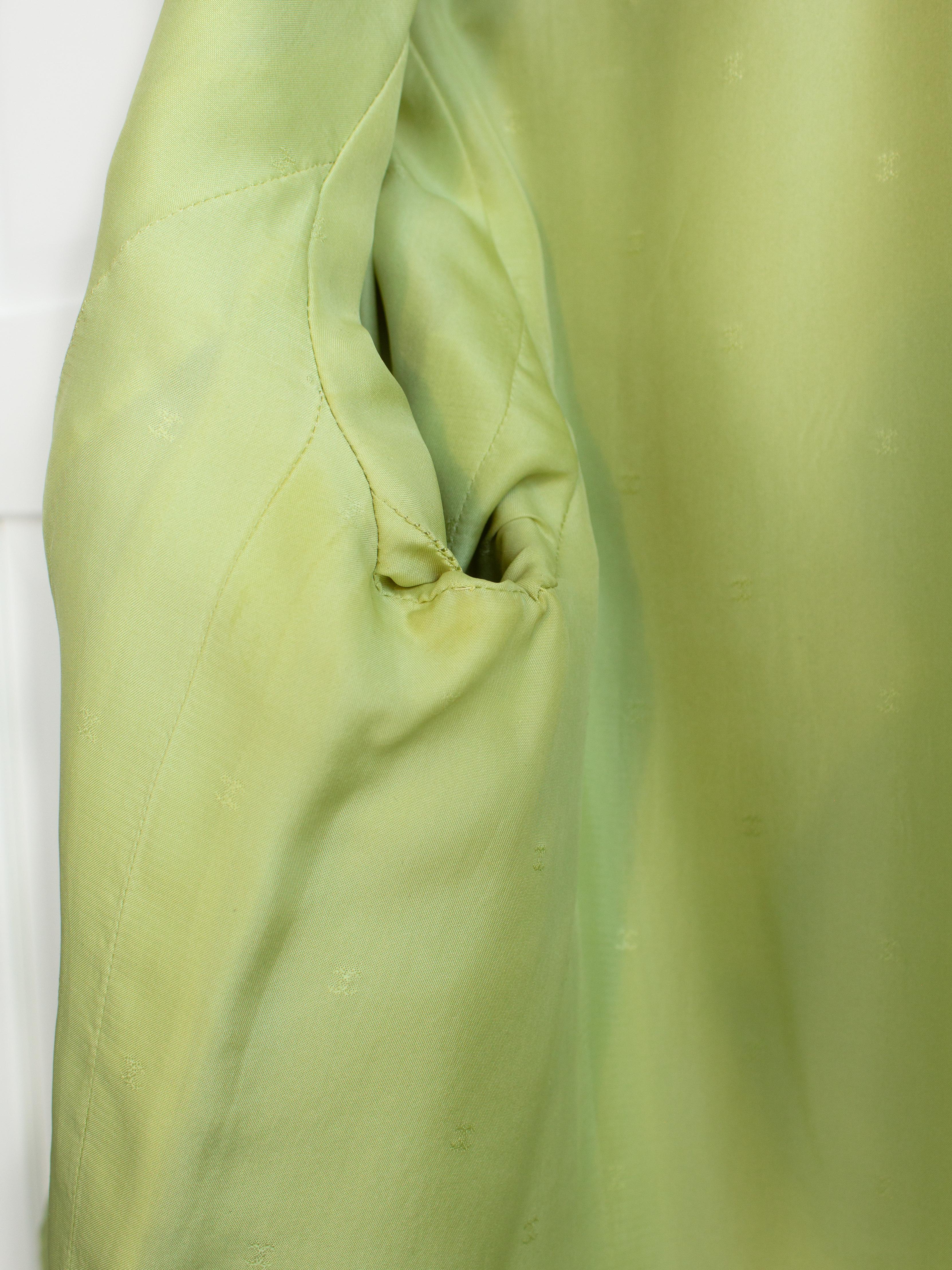 Chanel Vintage Spring/Summer 1992 Green Tweed CC Jacket Skirt Suit For Sale 9