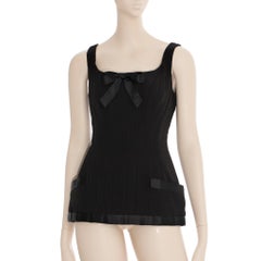 Chanel Vintage Spring/Summer 1993 Black Silk Bow Corset 93P 40 FR