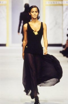Chanel Vintage Spring/Summer 1993 Black Tweed Gold Clover 93P Corset Top