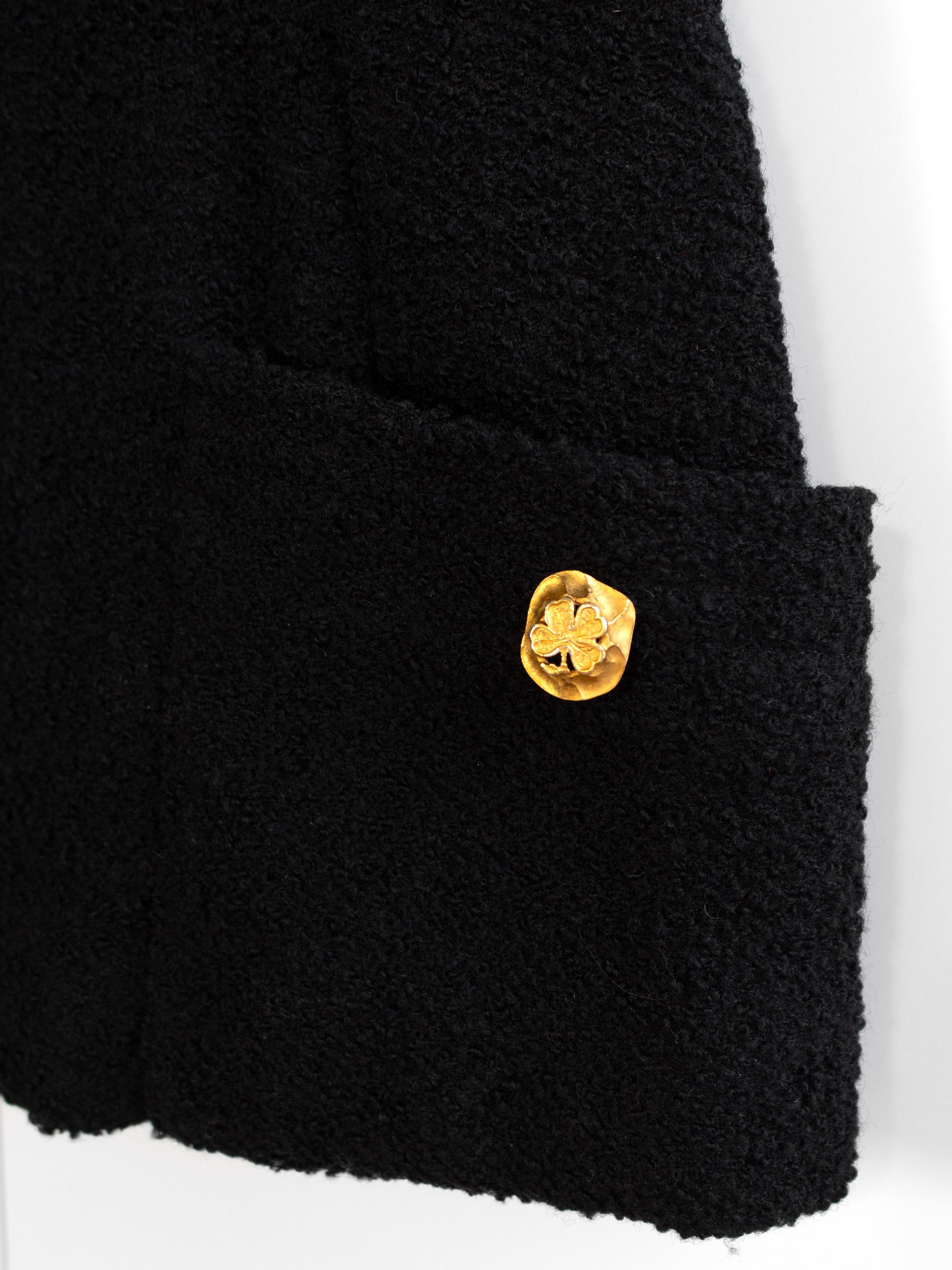 Chanel Vintage Spring/Summer 1993 Black Tweed Gold Clover 93P Corset Top For Sale 5