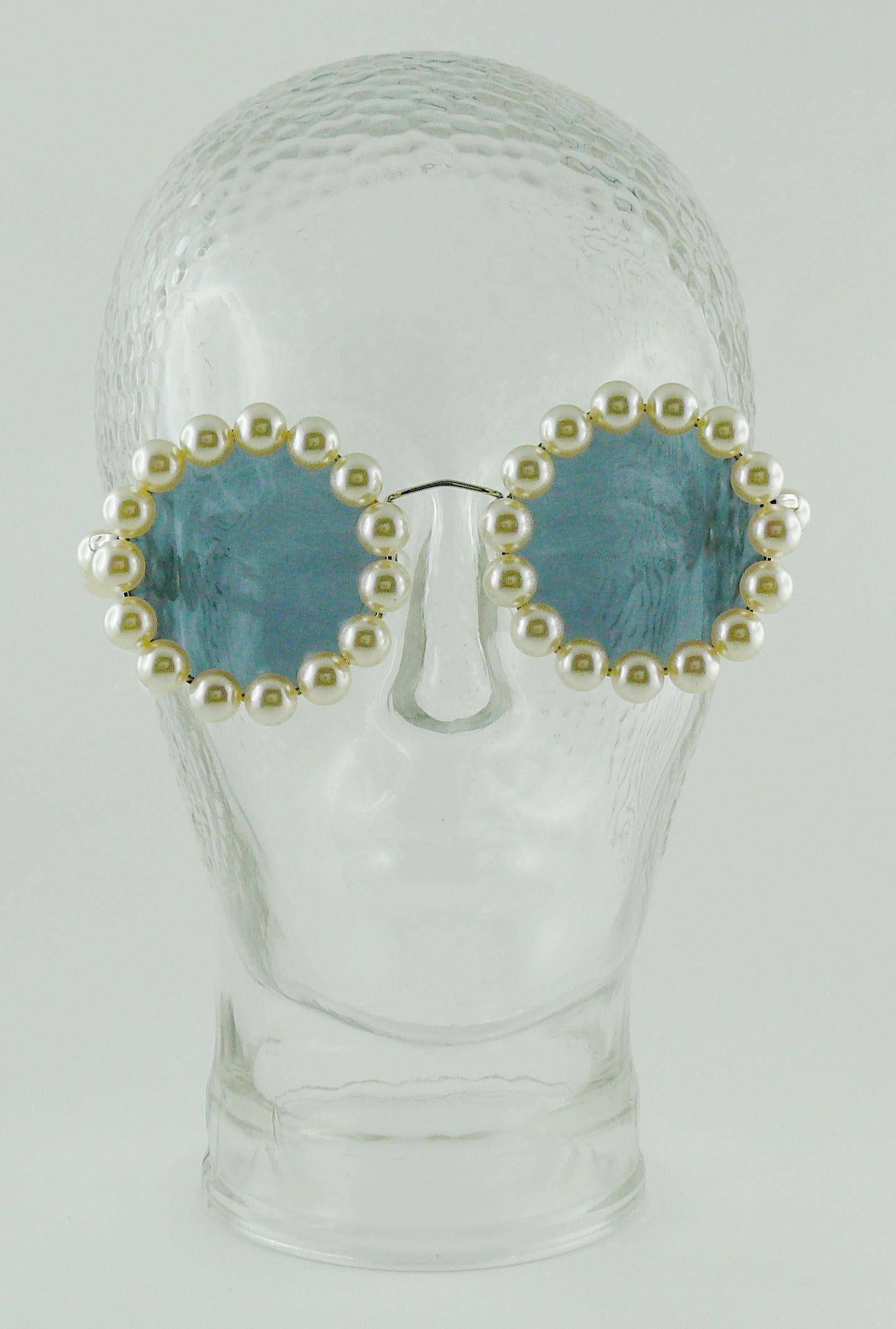 Chanel Vintage Spring Summer 1994 Iconic Runway Faux Pearl Round Sunglasses 1