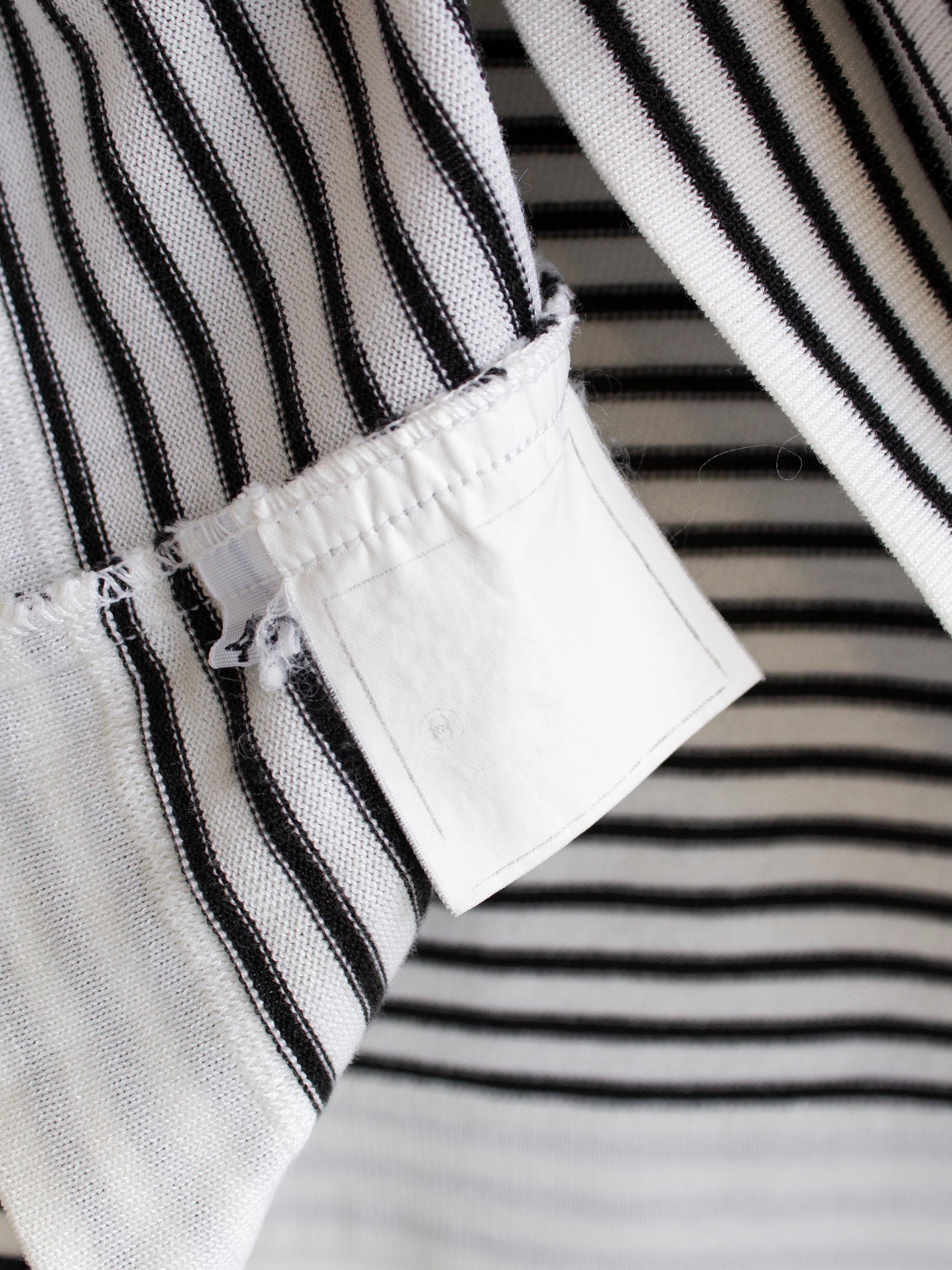 Chanel Vintage Spring/Summer 1994 White Black CC Logo Striped 94P Top 8