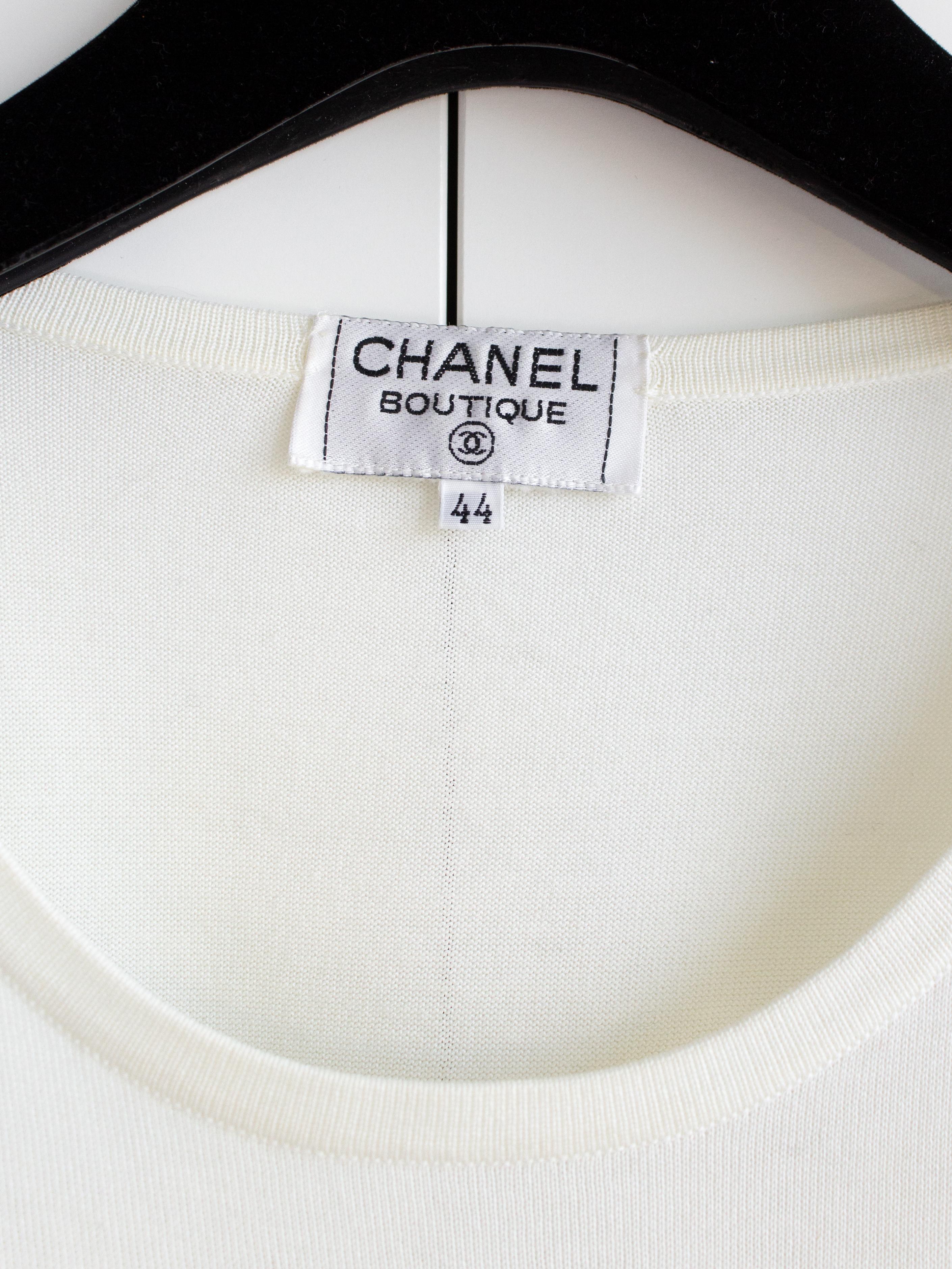 Chanel Vintage Spring/Summer 1994 White Black CC Logo Striped 94P Top 5