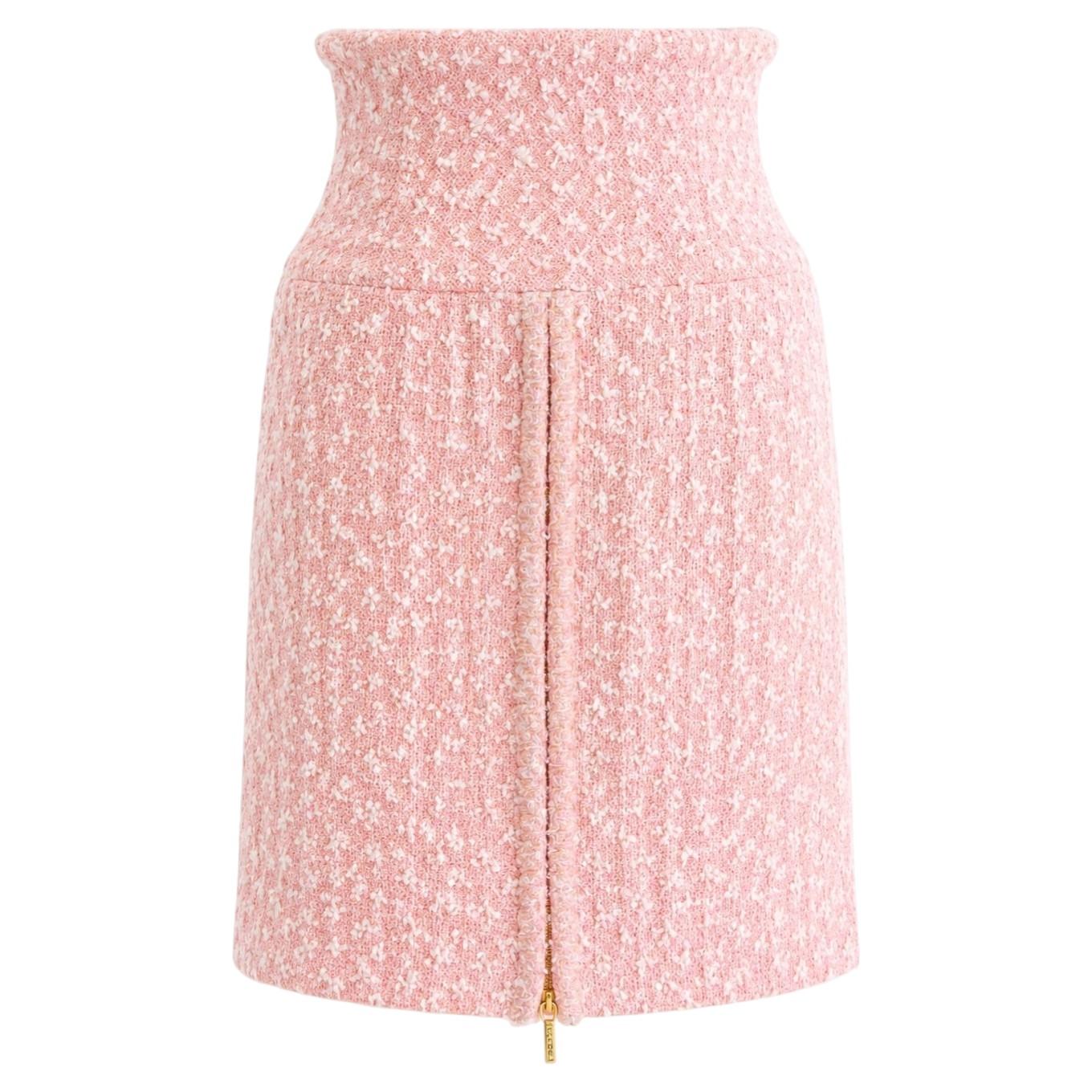 Chanel Vintage Frühjahr/Sommer 1995 95P Barbie Rosa Tweed Minirock im Angebot