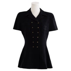 Giacca Chanel Vintage Primavera/Estate 1995 Oro Nero CC 95P Logo Peplum Tweed