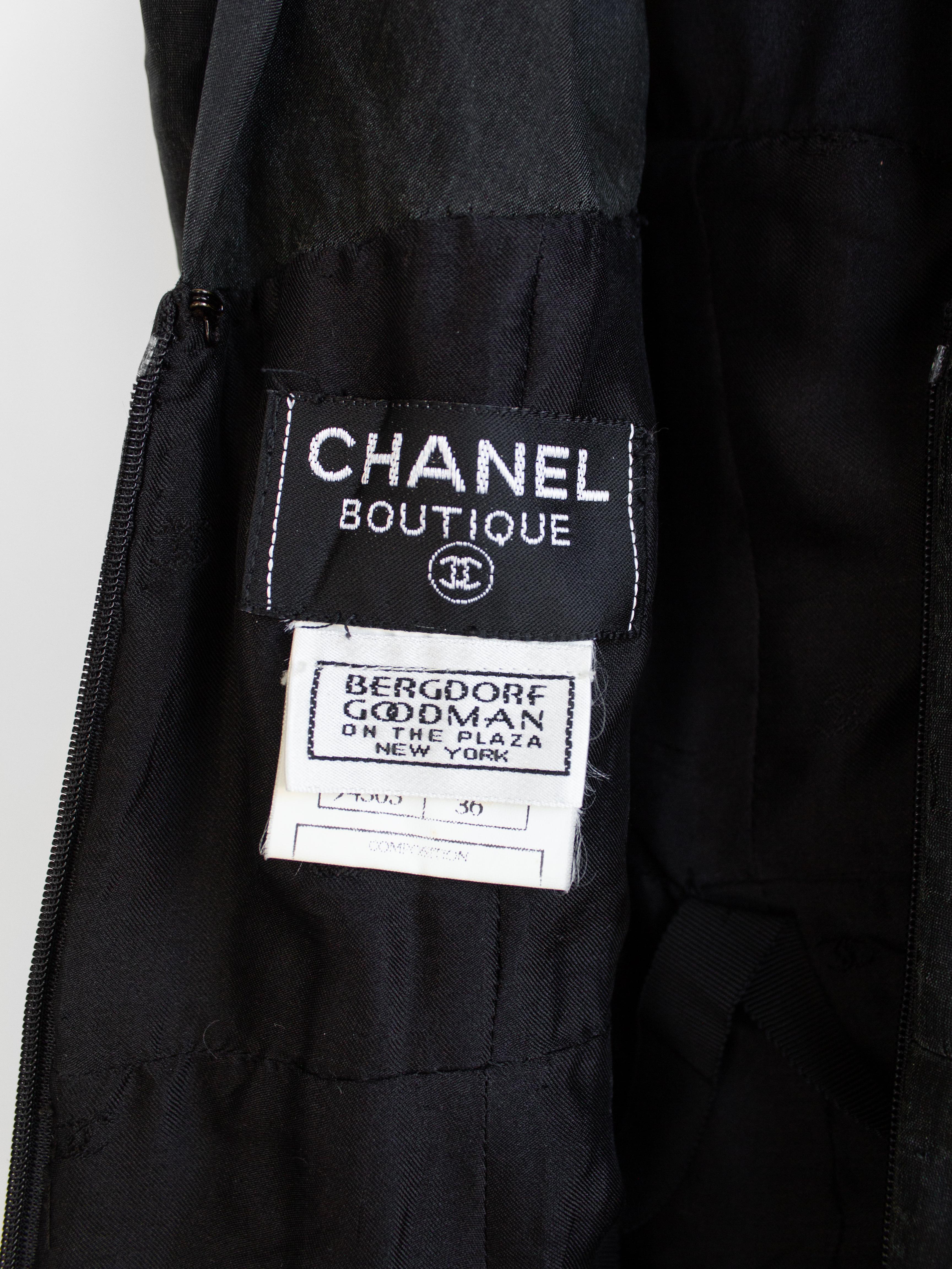 Chanel Vintage Spring/Summer 1995 Black Silk Crystal 95P Mini Dress 12
