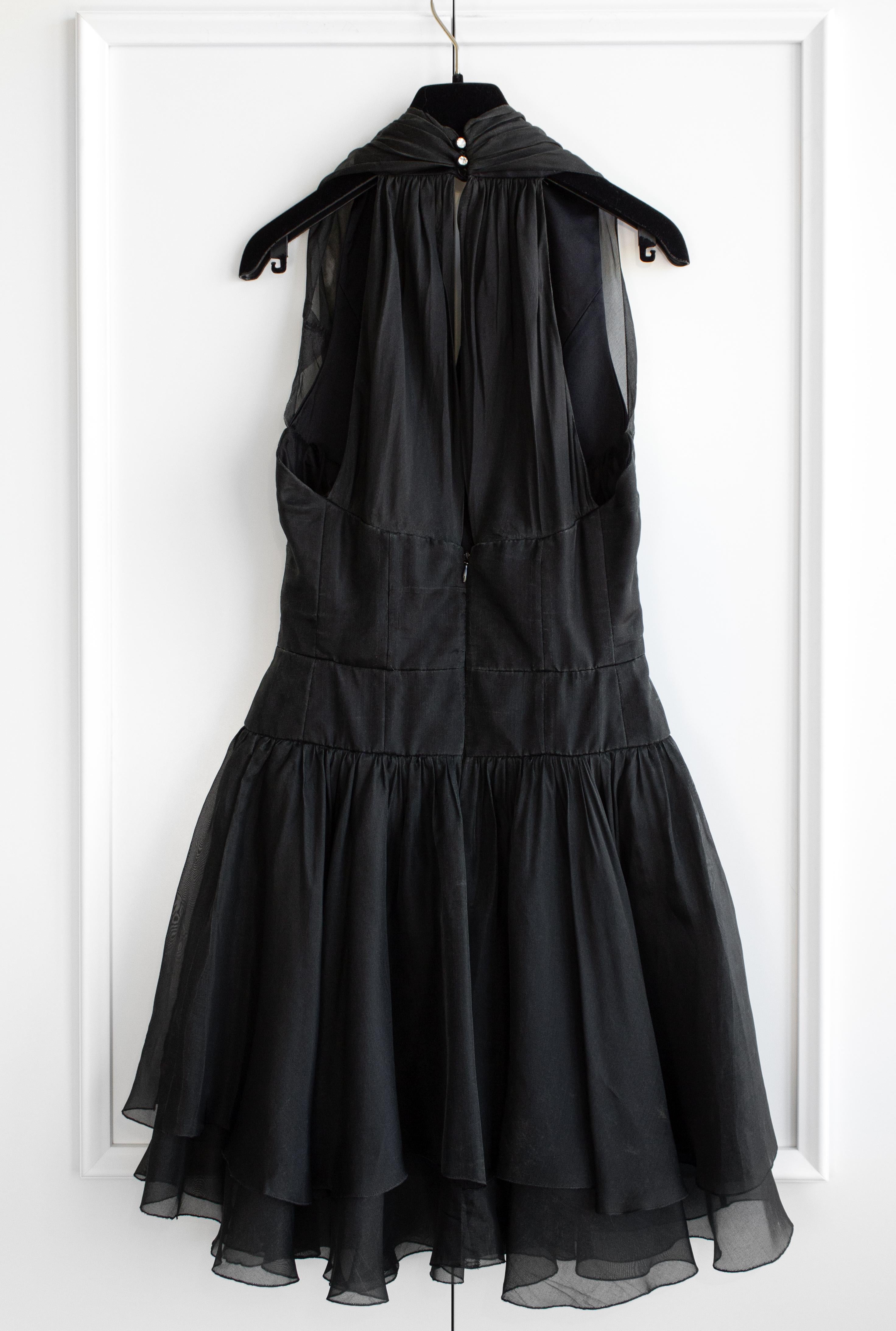 Chanel Vintage Spring/Summer 1995 Black Silk Crystal 95P Mini Dress 1