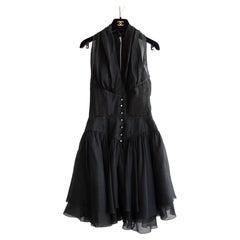 Chanel Vintage Printemps/Été 1995 Mini robe en soie noire avec cristaux 95P