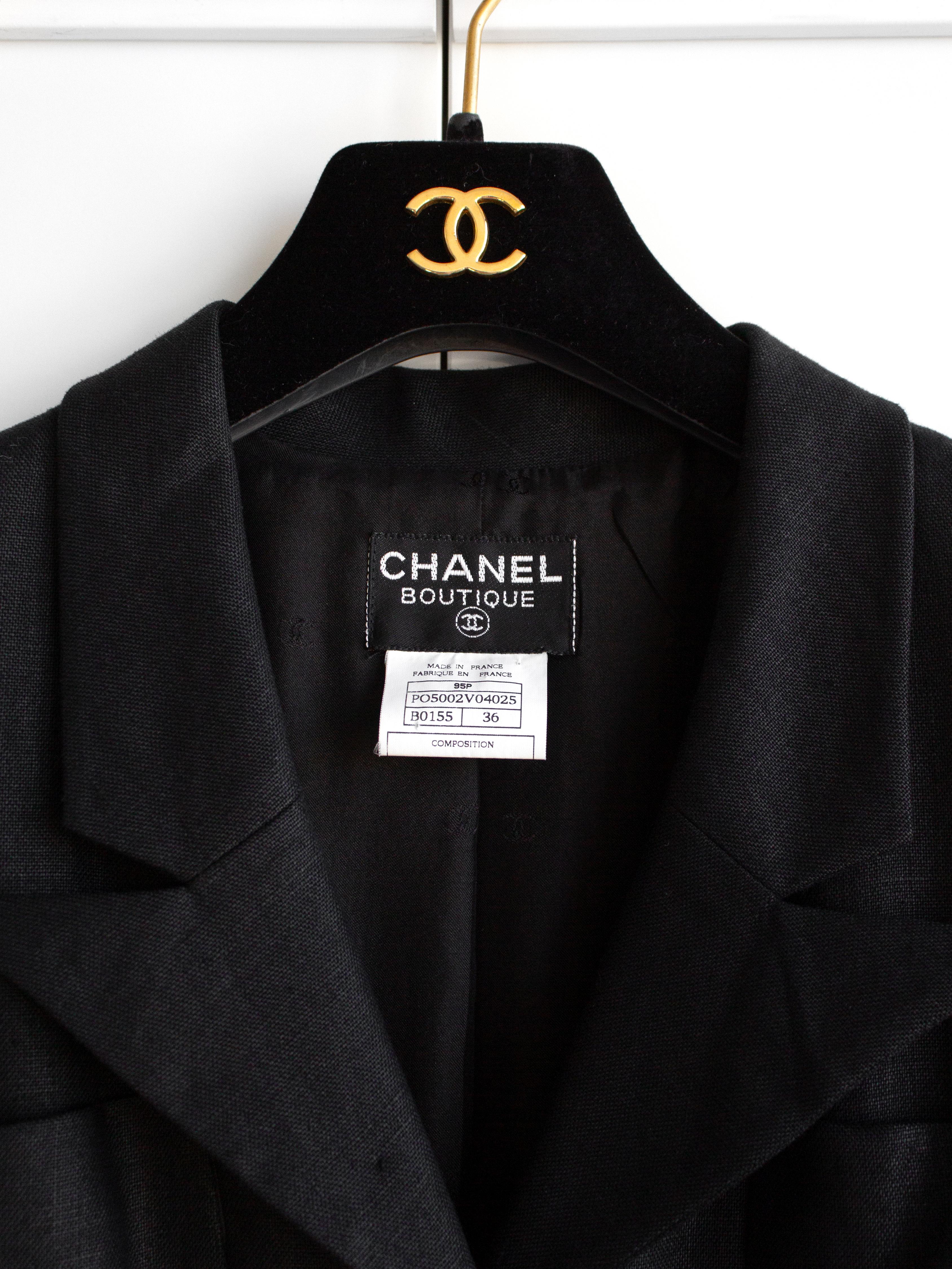 Chanel Vintage Spring/Summer 1995 Black White CC Belt Linen 95P Jumpsuit 3