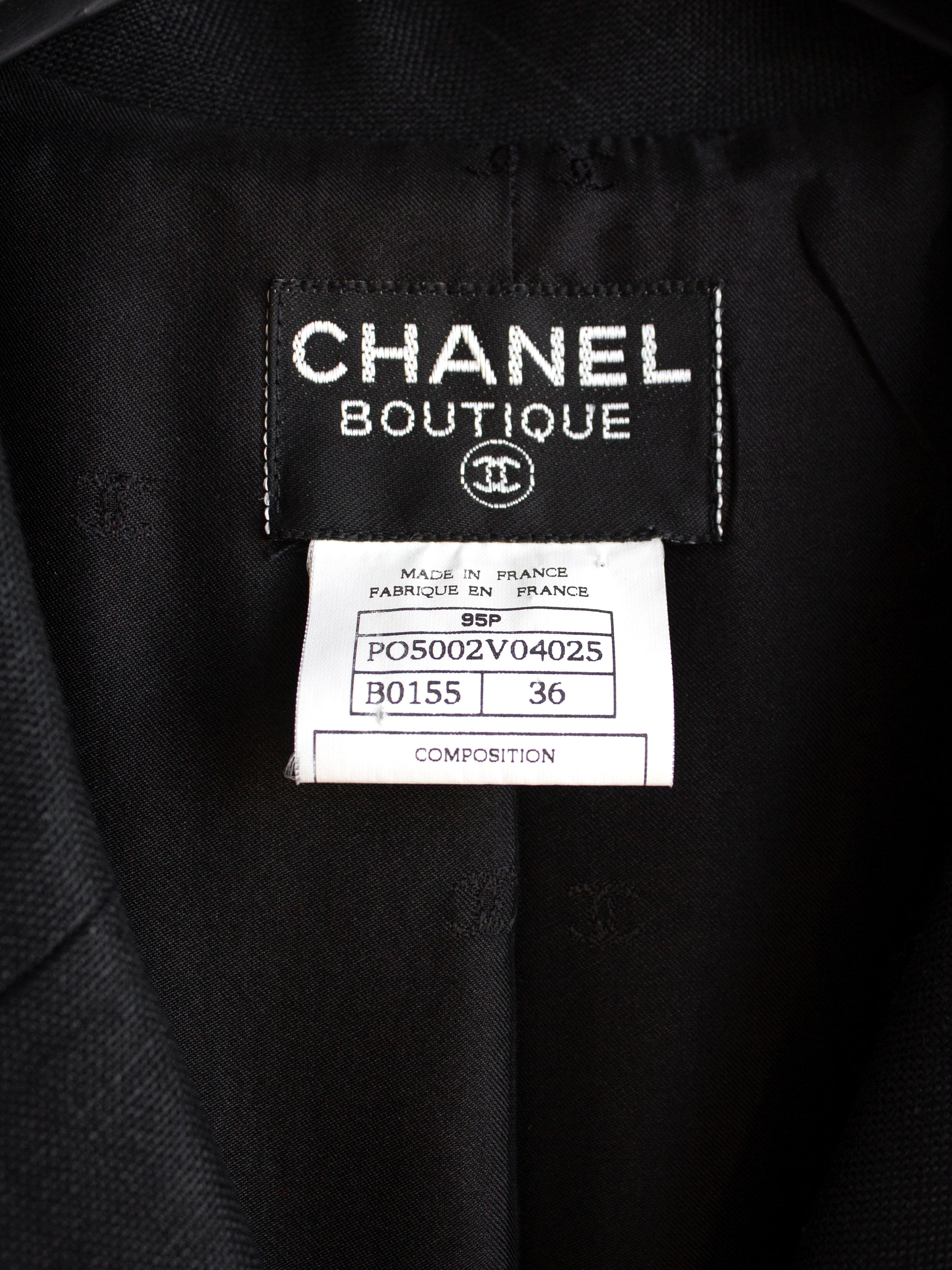 Chanel Vintage Spring/Summer 1995 Black White CC Belt Linen 95P Jumpsuit 4