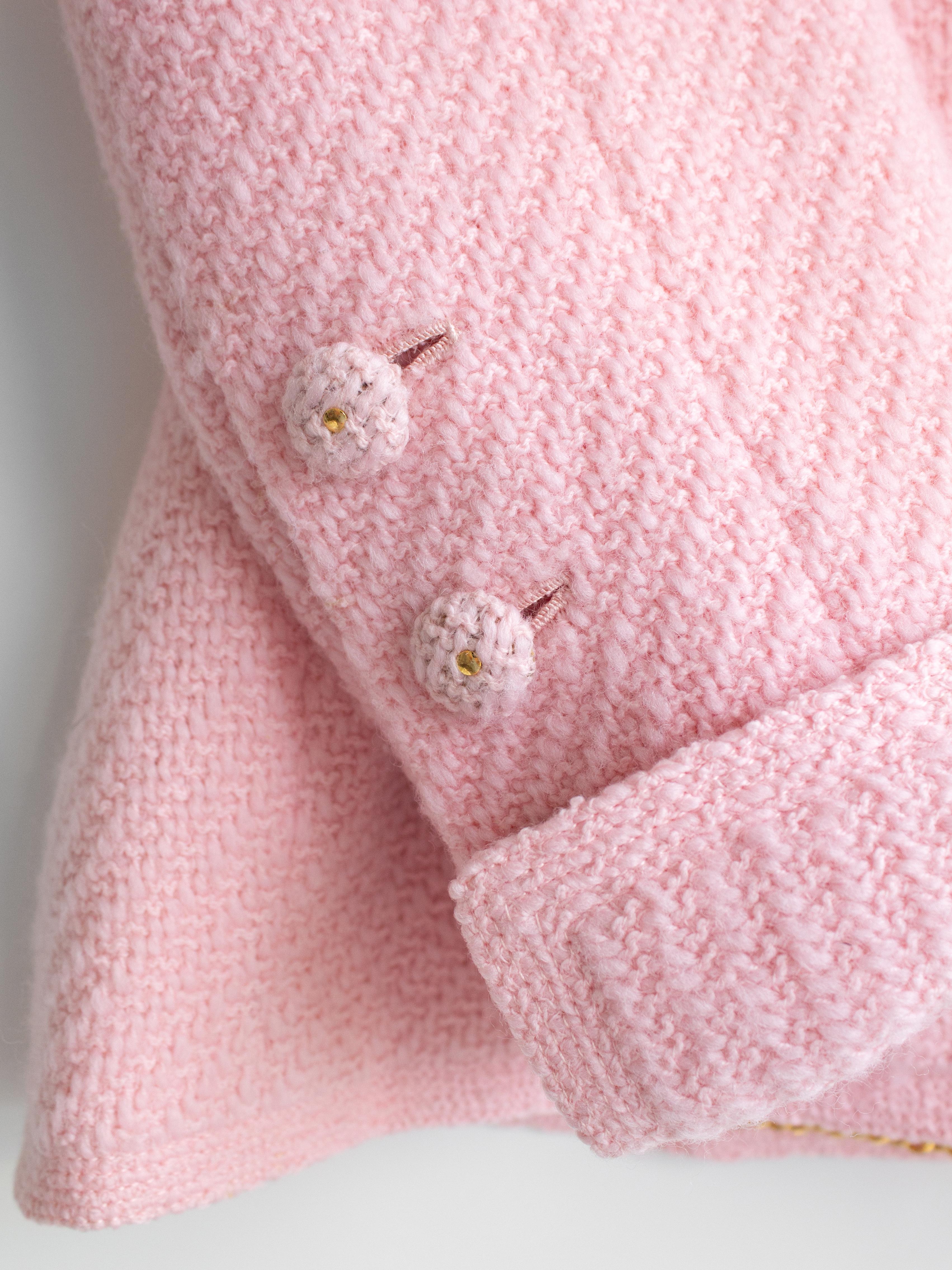 Chanel Vintage Spring/Summer 1995 Haute Couture Pink Tweed Jacket 6