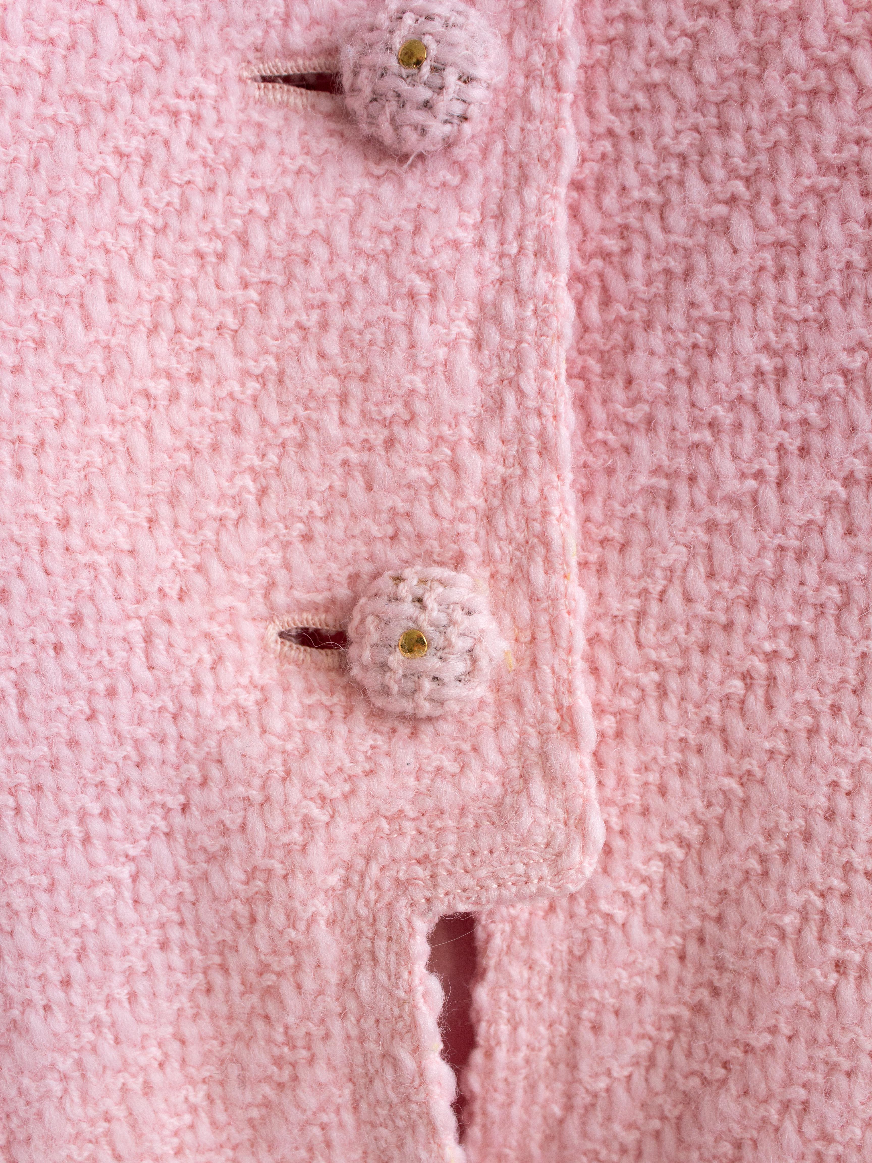 Chanel Vintage Spring/Summer 1995 Haute Couture Pink Tweed Jacket 5