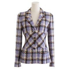 Chaqueta Chanel Vintage Primavera/Verano 1995 Lavanda Multicolor Plaid Tweed 95P