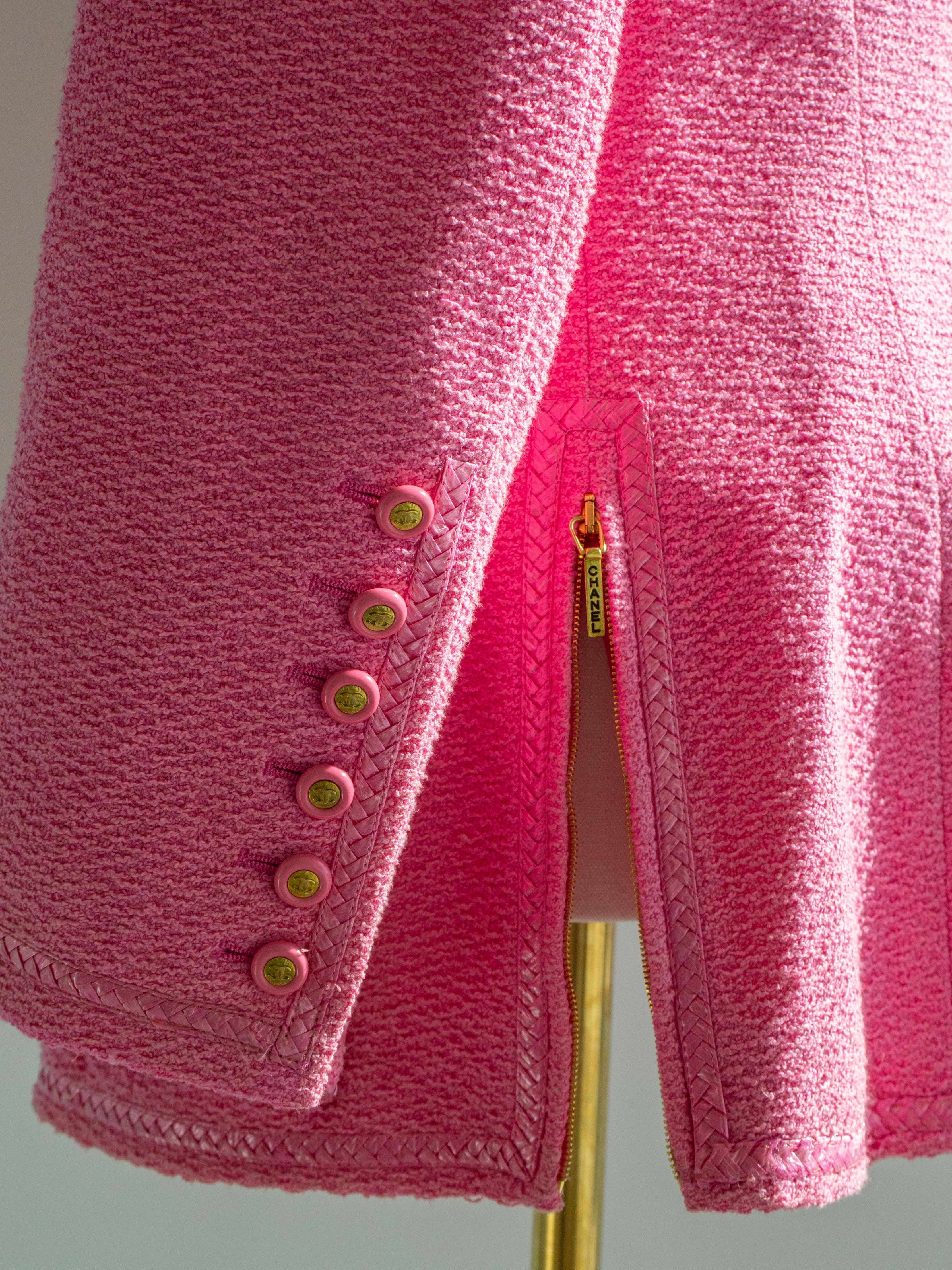 Chanel Vintage Frühjahr/Sommer 1995 Rosa Barbie Gold Zip Tweed 95P Jacke 7