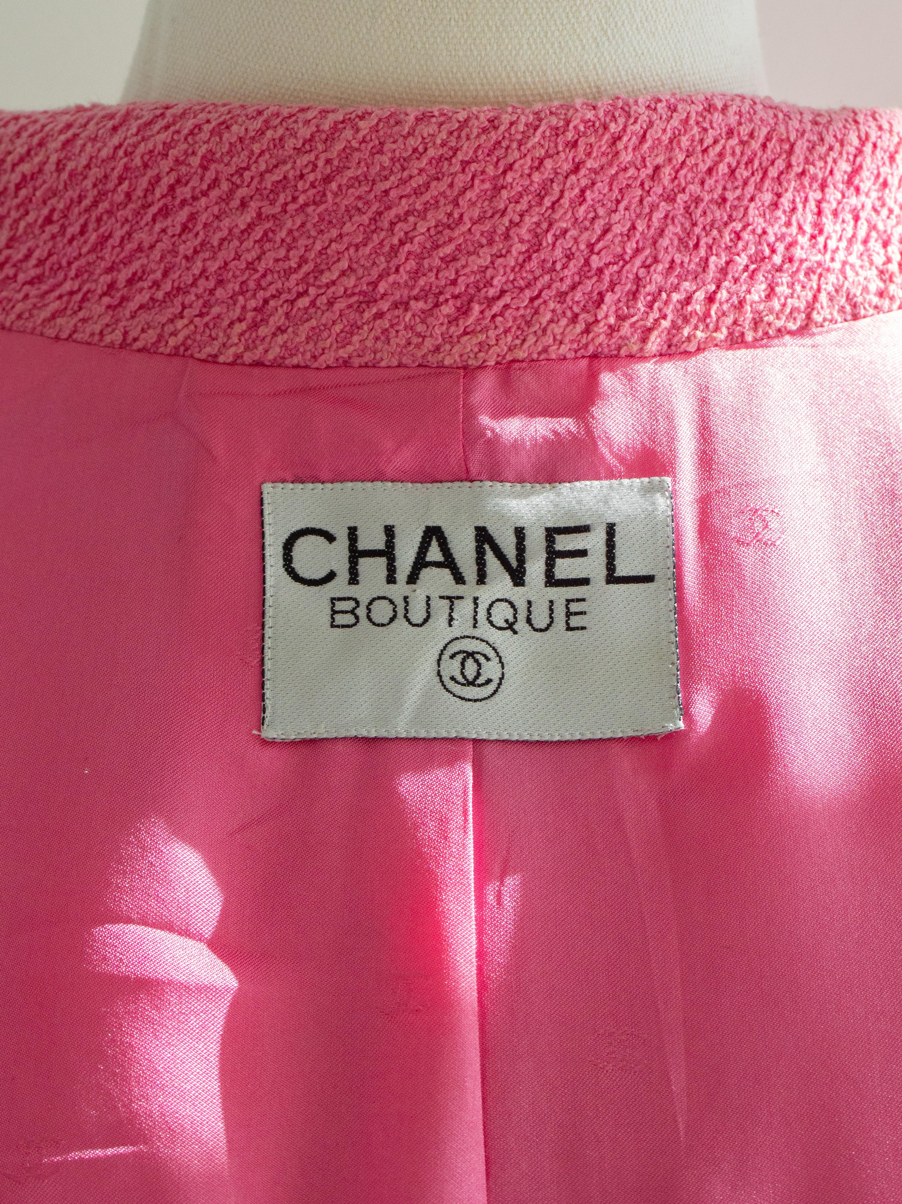 Chanel Vintage Frühjahr/Sommer 1995 Rosa Barbie Gold Zip Tweed 95P Jacke 9
