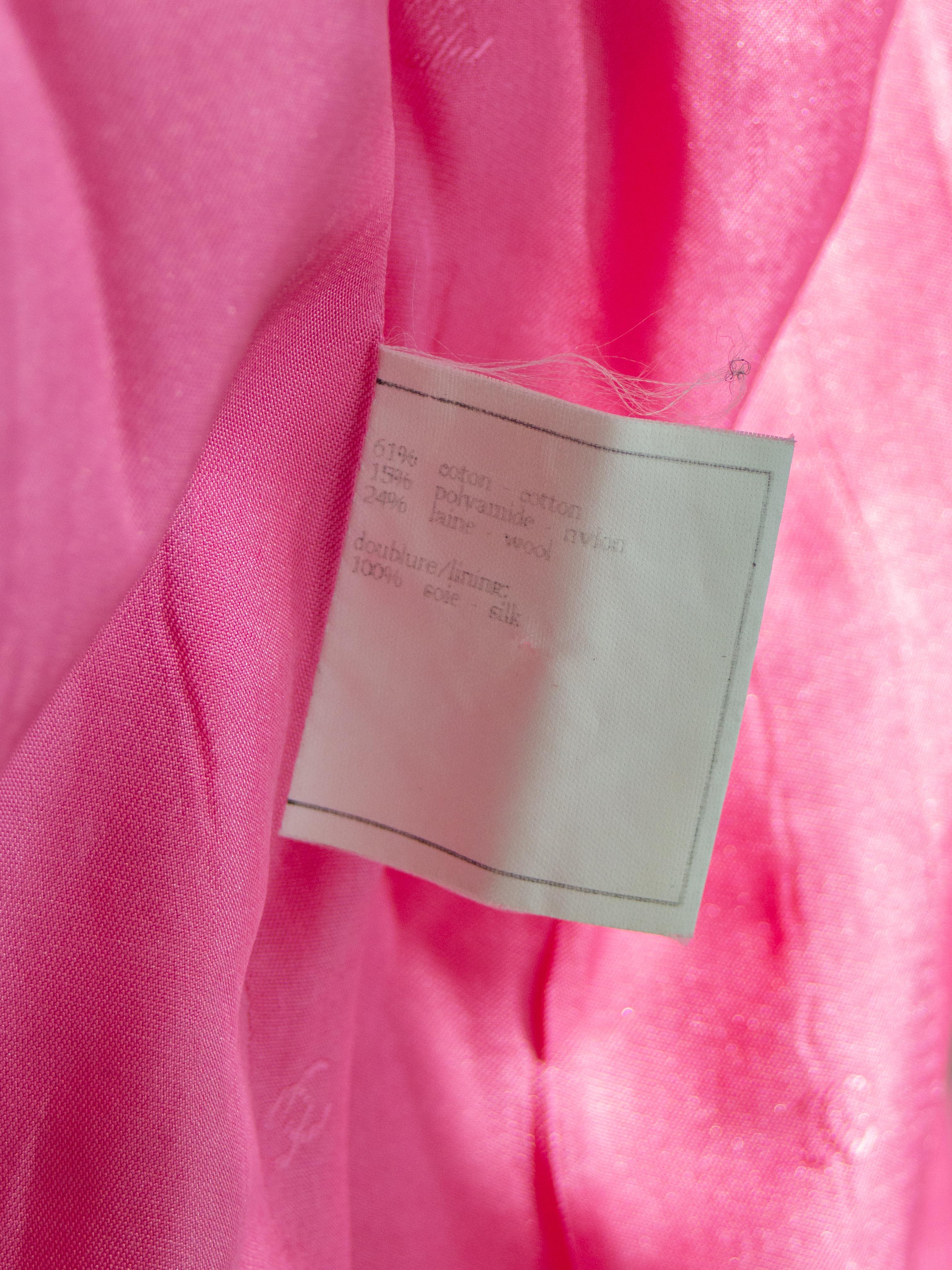 Chanel Vintage Frühjahr/Sommer 1995 Rosa Barbie Gold Zip Tweed 95P Jacke 10