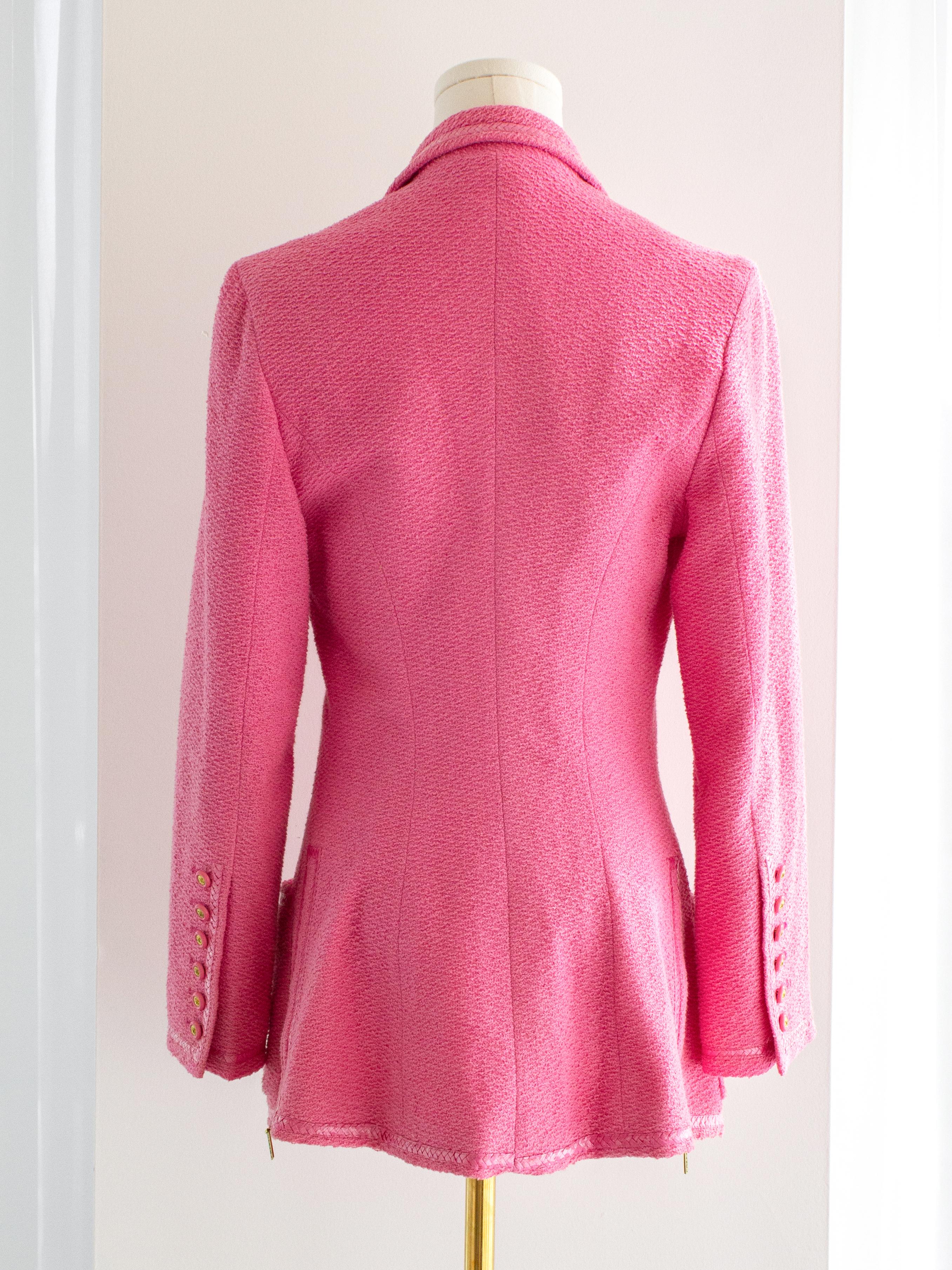 Chanel Vintage Frühjahr/Sommer 1995 Rosa Barbie Gold Zip Tweed 95P Jacke 1