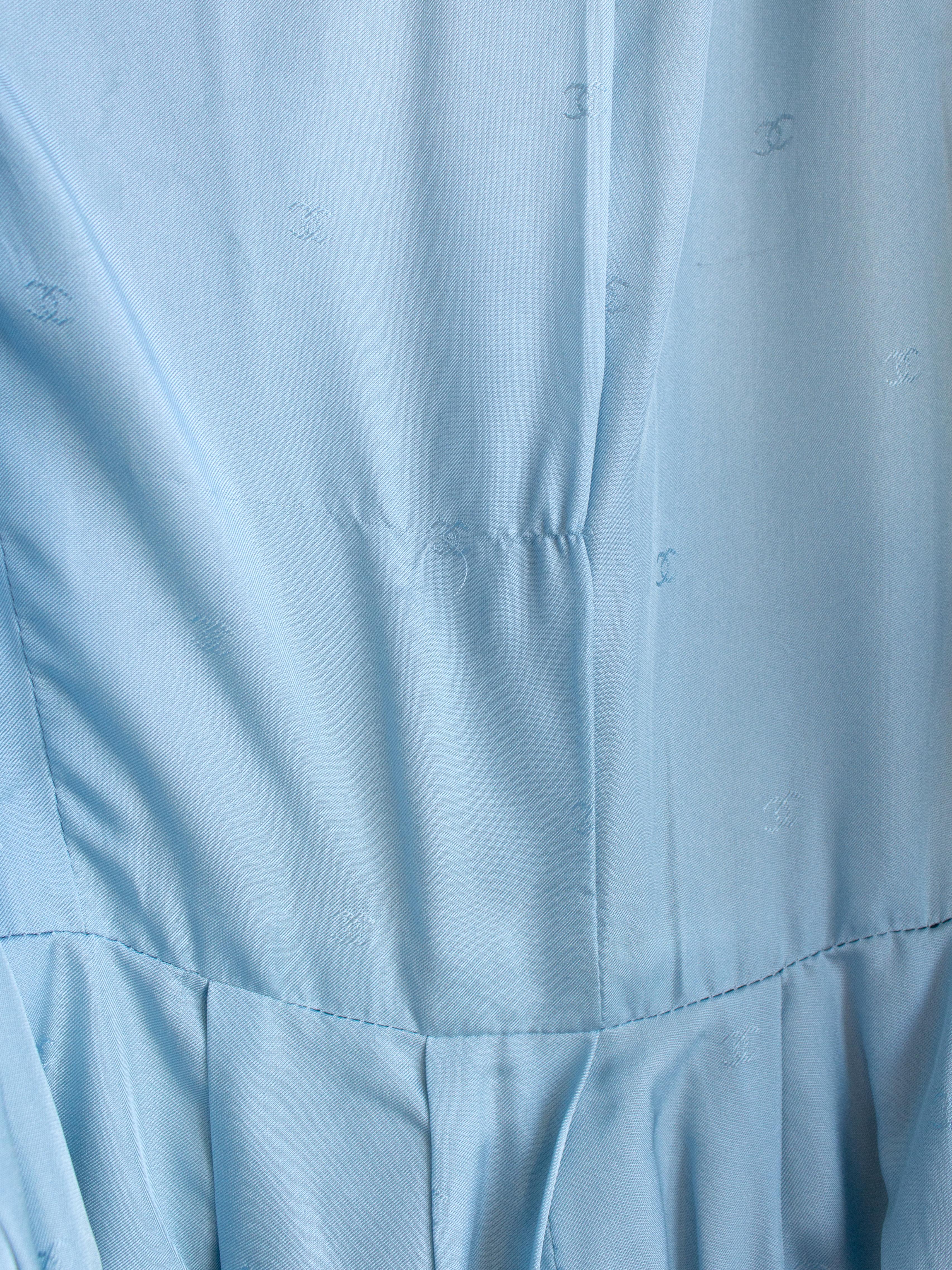 Chanel Vintage Spring/Summer 1996 Light Blue CC Tweed 96P Coat Dress 12
