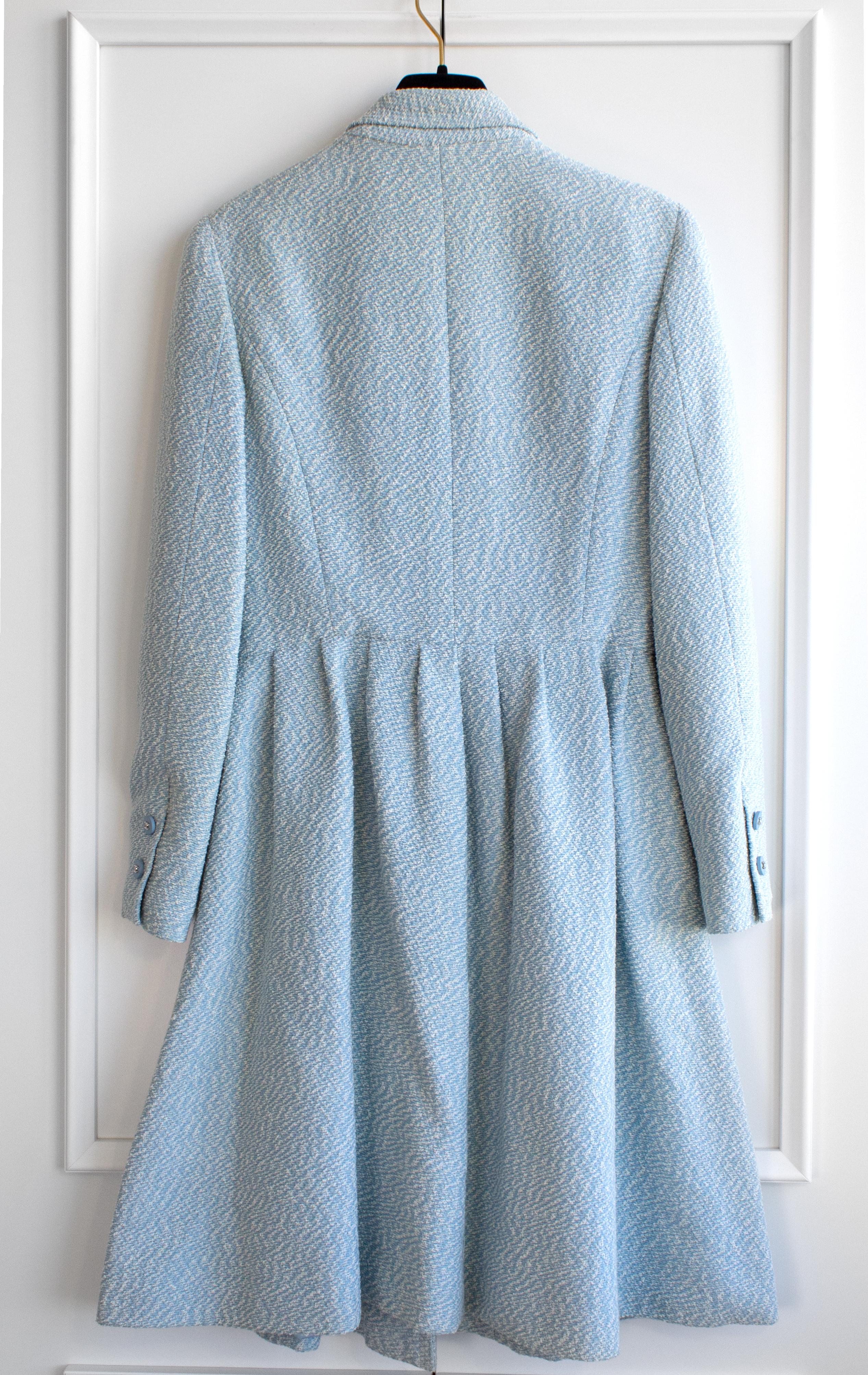 Chanel Vintage Spring/Summer 1996 Light Blue CC Tweed 96P Coat Dress 2