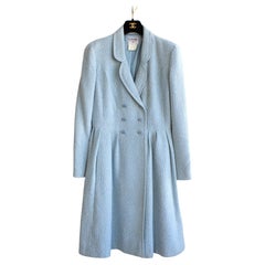 Chanel Vintage Spring/Summer 1996 Light Blue CC Tweed 96P Coat Dress